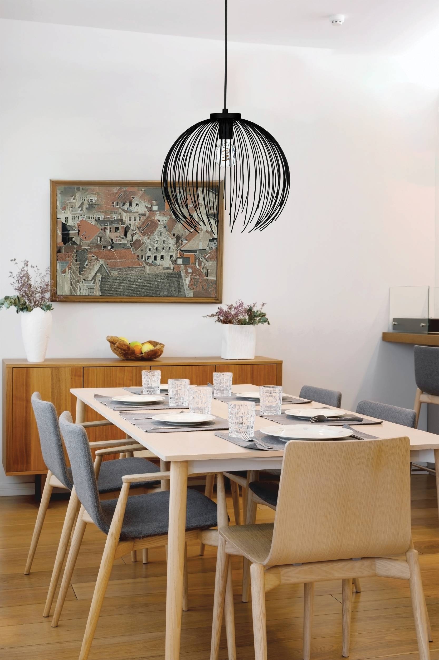 EGLO Hängeleuchte »Venezuela Hängelampe, Pendelleuchte, Esszimmerlampe, Metall, E27« E27 1 Stk. Hängeleuchte - H110 x Ø40 cm - schwarz - 1X40W exkl.