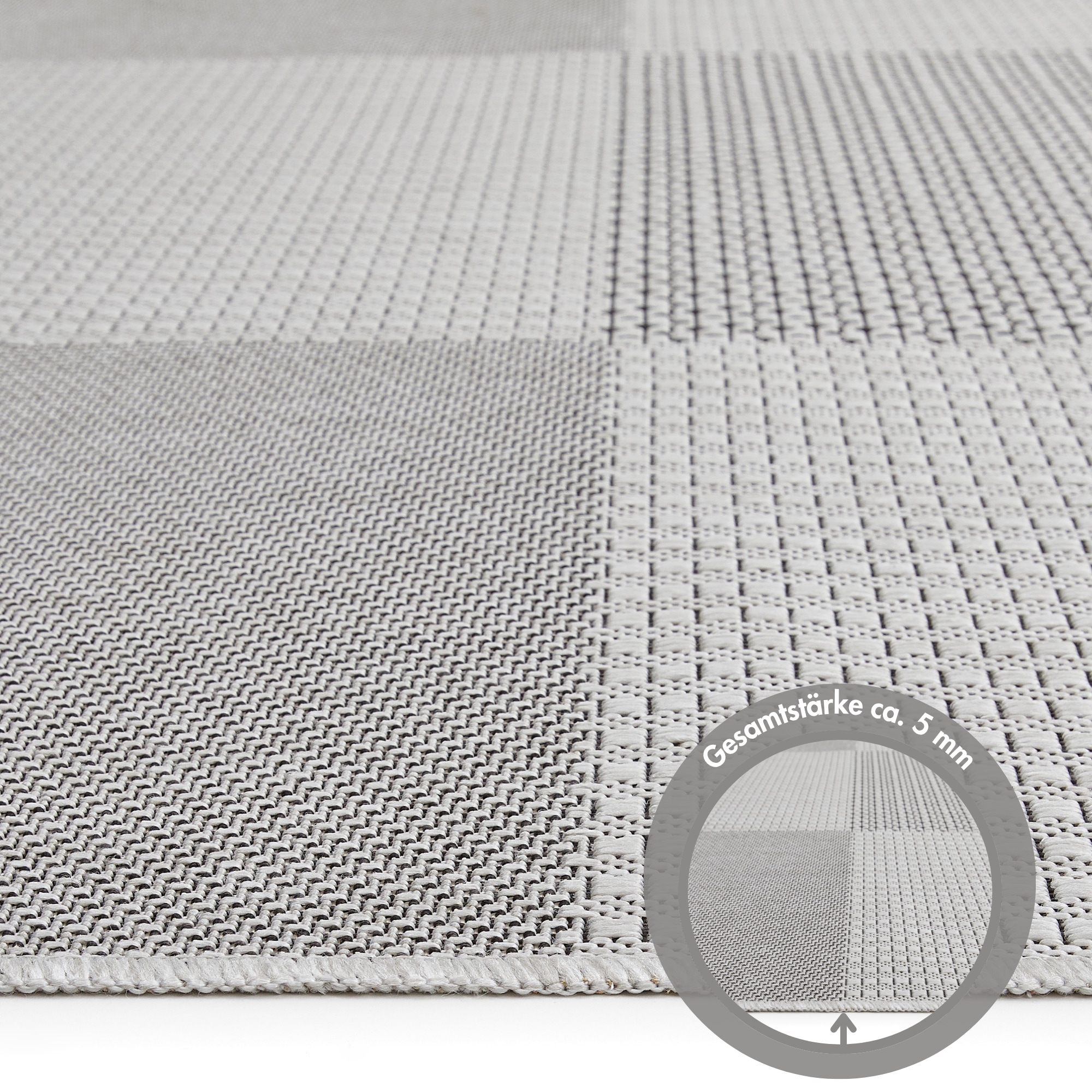 Andiamo Teppich »ARIZONA1« rechteckig 5 mm Höhe Flachgewebe, kariertes Muster, In- und Outdoor geeignet, wetterfest