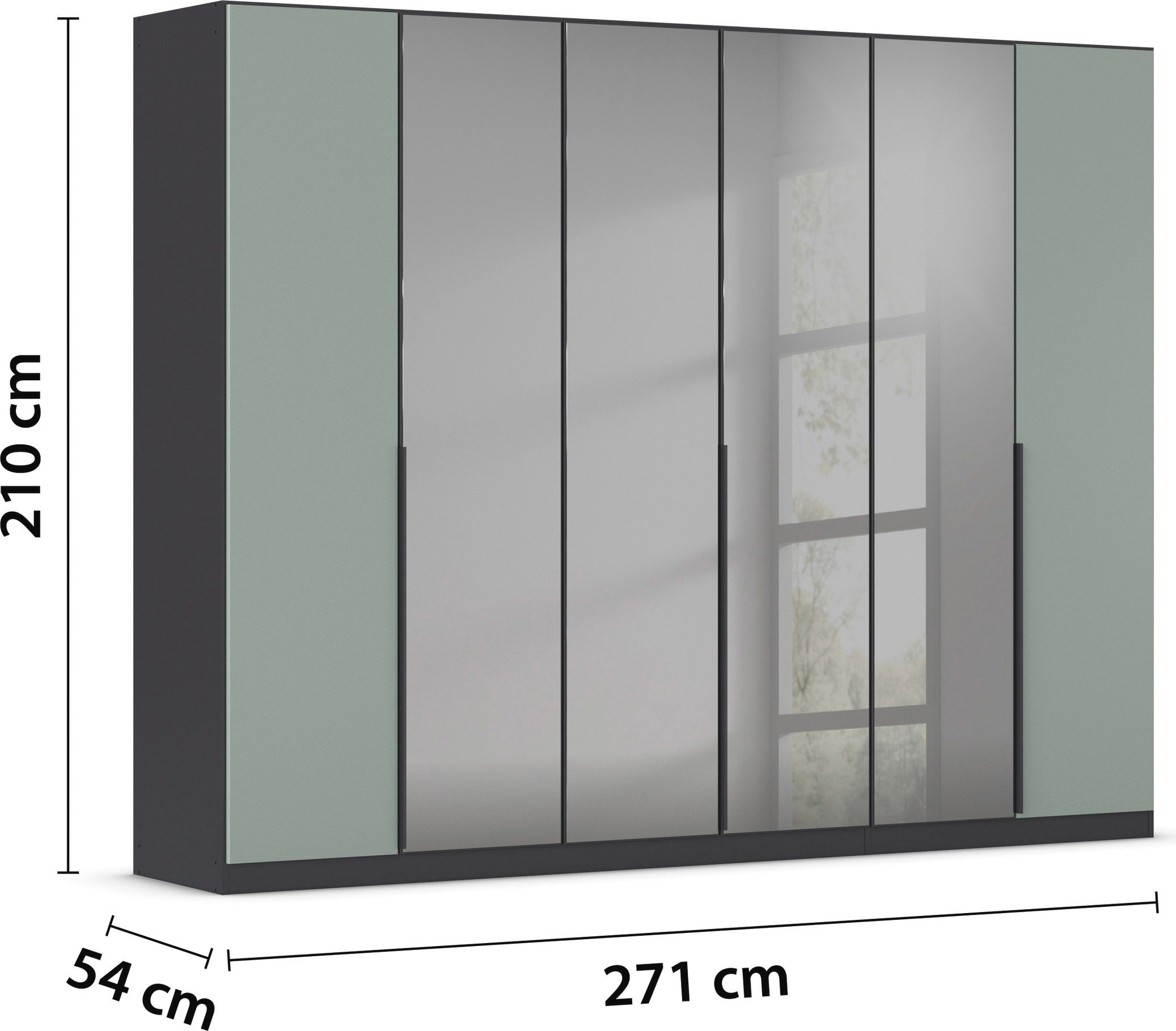 INOSIGN BY RAUCH Drehtürenschrank »Ferris Schrank Breite 2,10m BESTSELLER Schlafzimmerschrank«, Kleiderschrank mit Spiegel in den Ausführungen BASIC/CLASSIC/PREMIUM