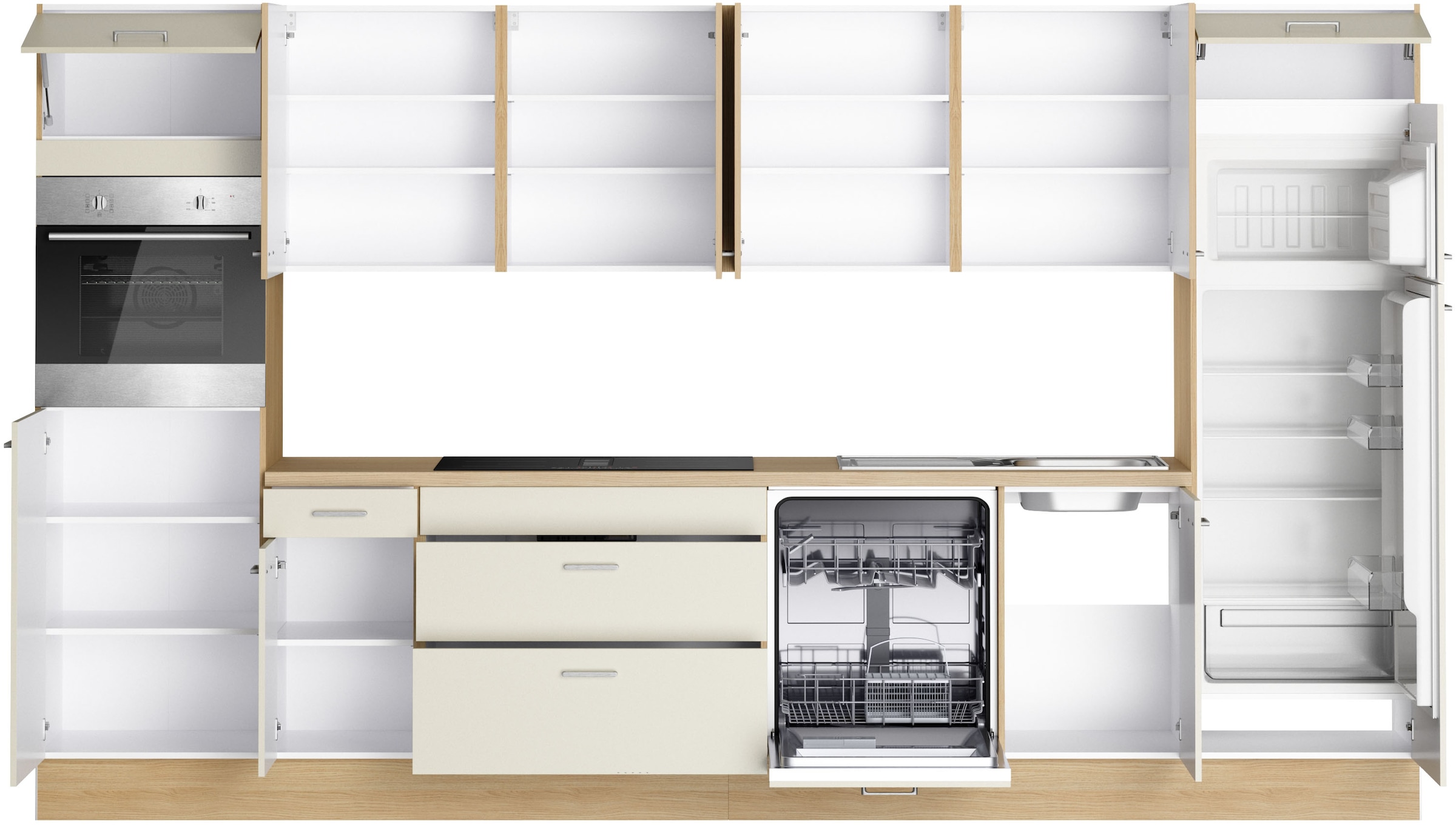 KOCHSTATION Küchenzeile »KS-Lucy« Breite 360 cm, Soft-Close, inkl. Zubehör, wahlweise mit E-Geräten