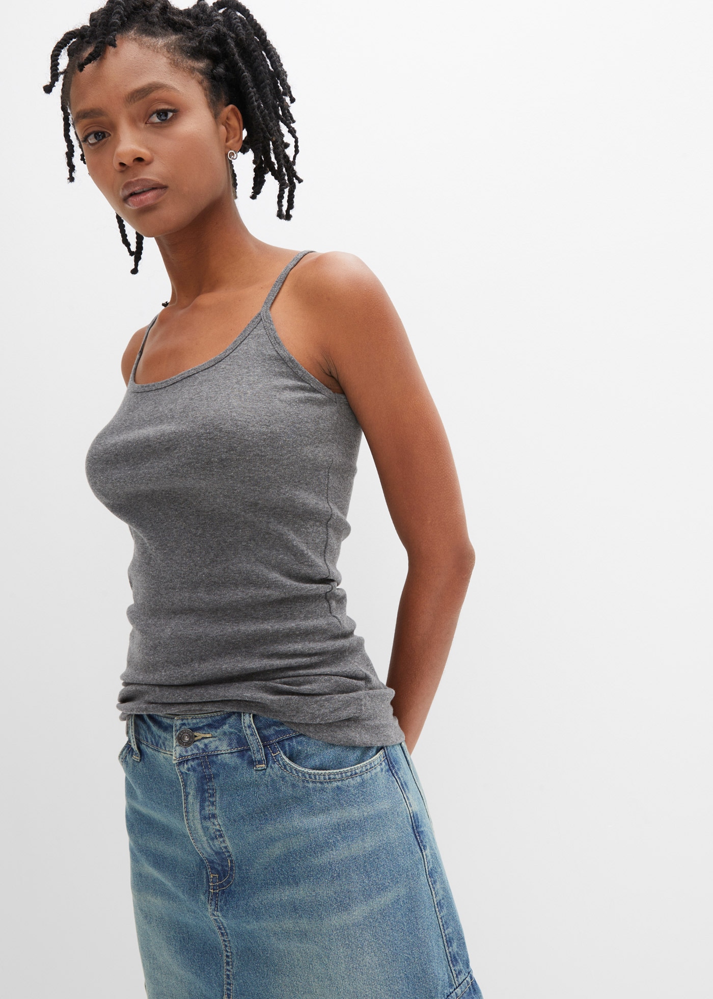 bonprix Spaghettitop »Spaghettiträger-Top aus reiner Baumwolle, 2er Pack« Packung, 2, 2 Stk. tlg. Spaghettiträger-Top aus reiner Baumwolle, 2er Pack