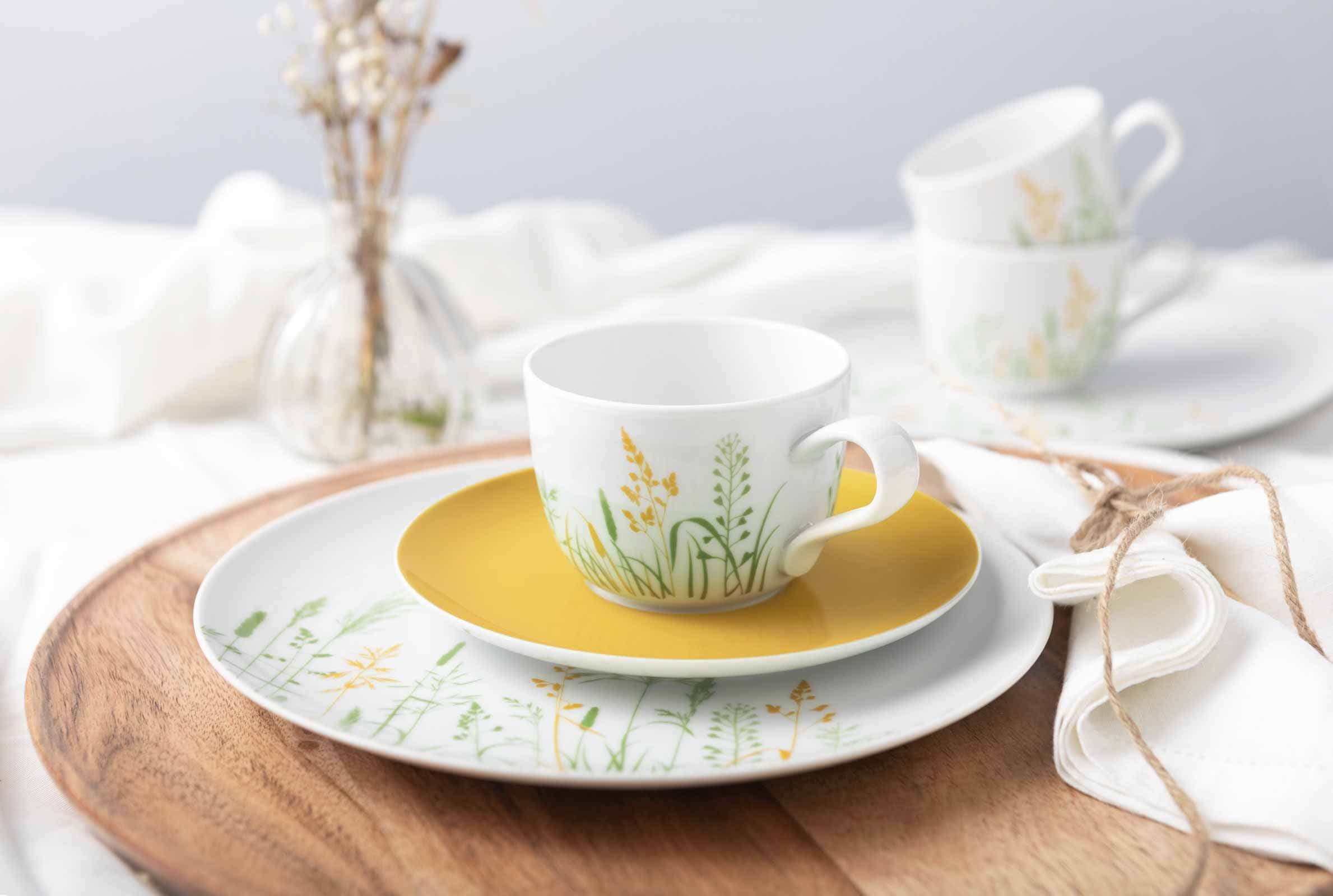 Seltmann Weiden Geschirr-Set »Kombiservice Liberty Meadow Grasses 30er Set gelb« Spülmaschinenfest, Mikrowellensicher, Ofenfest