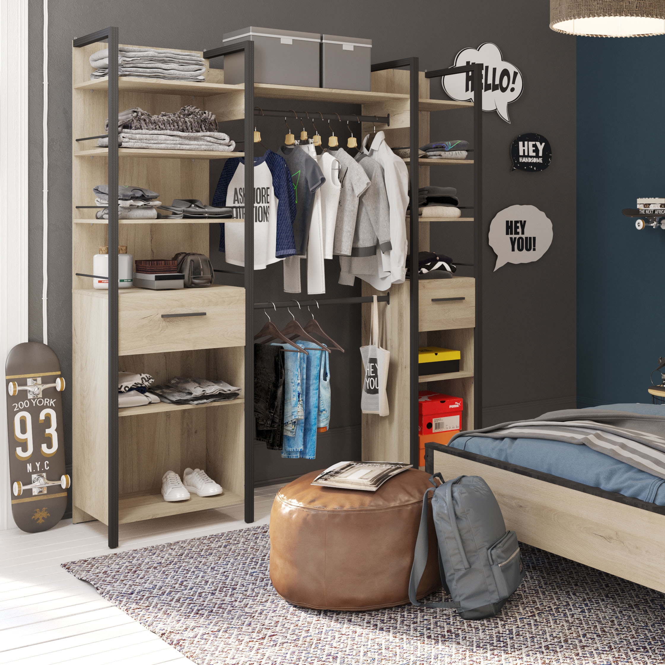 Demeyere GROUP Vorhang-Schrank »Riga«, (B/H/T ca. 180/208/48cm), Made in France, platzsparendes Design