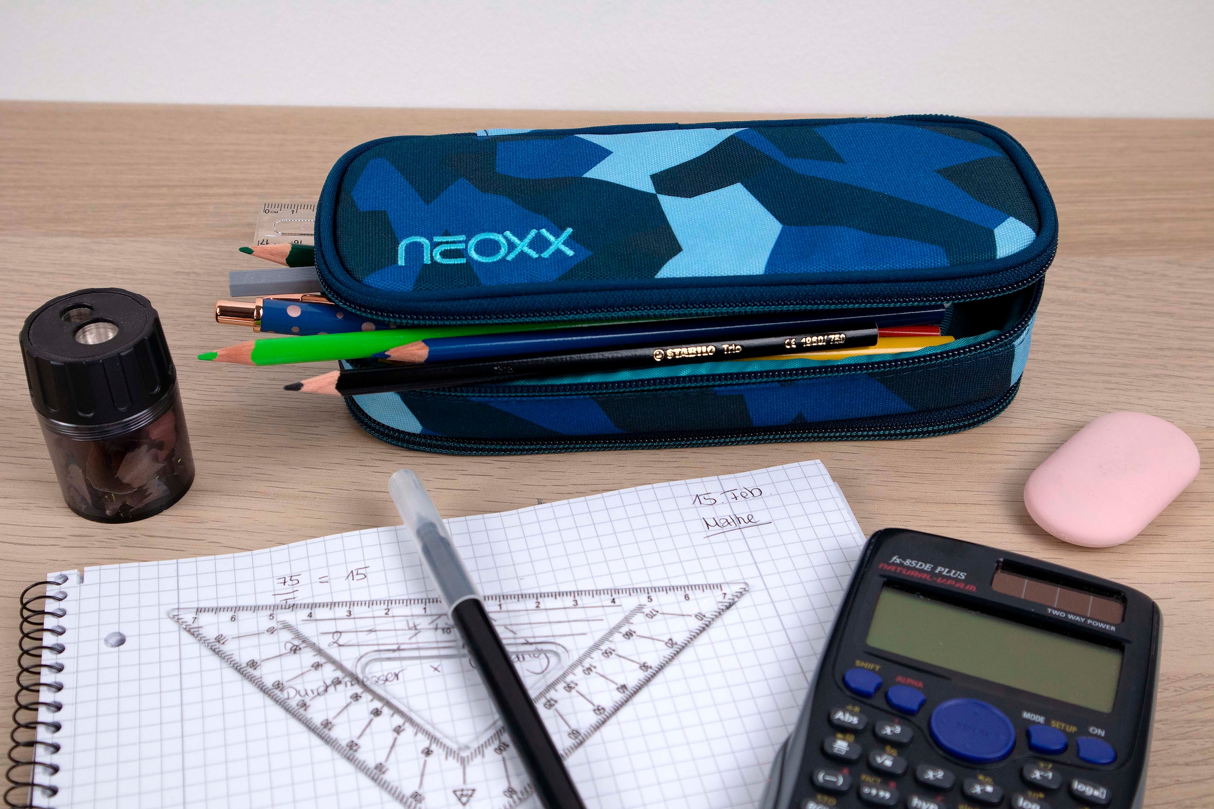 neoxx Schulrucksack »Camo Nation Rucksack & Schlamperbox«, Reflektorflächen, aus recycelten PET-Flaschen