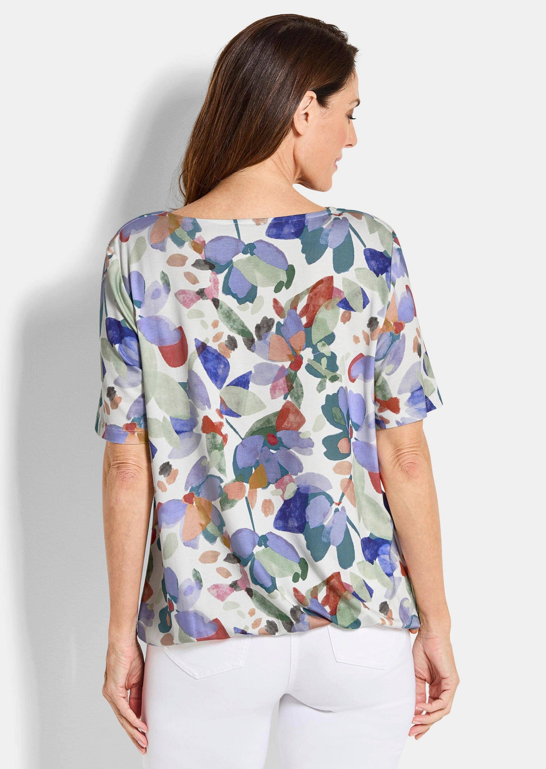 GOLDNER Kurzarmshirt »Cityshirt mit floralem Print« stretchbequemer Viskosejersey