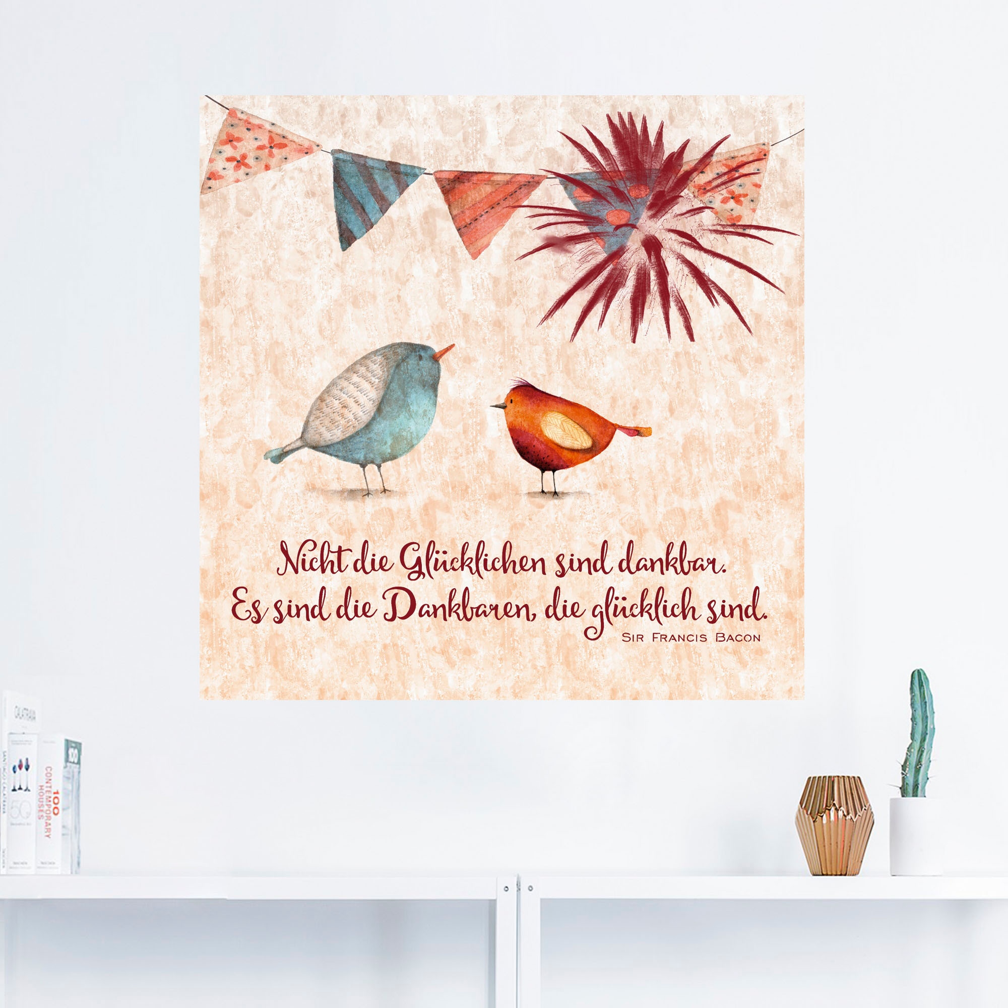 Artland Wandbild »Lebensweisheit Glücklich«, Tiere, (1 St.), als Alubild, Outdoorbild, Leinwandbild, Poster, Wandaufkleber
