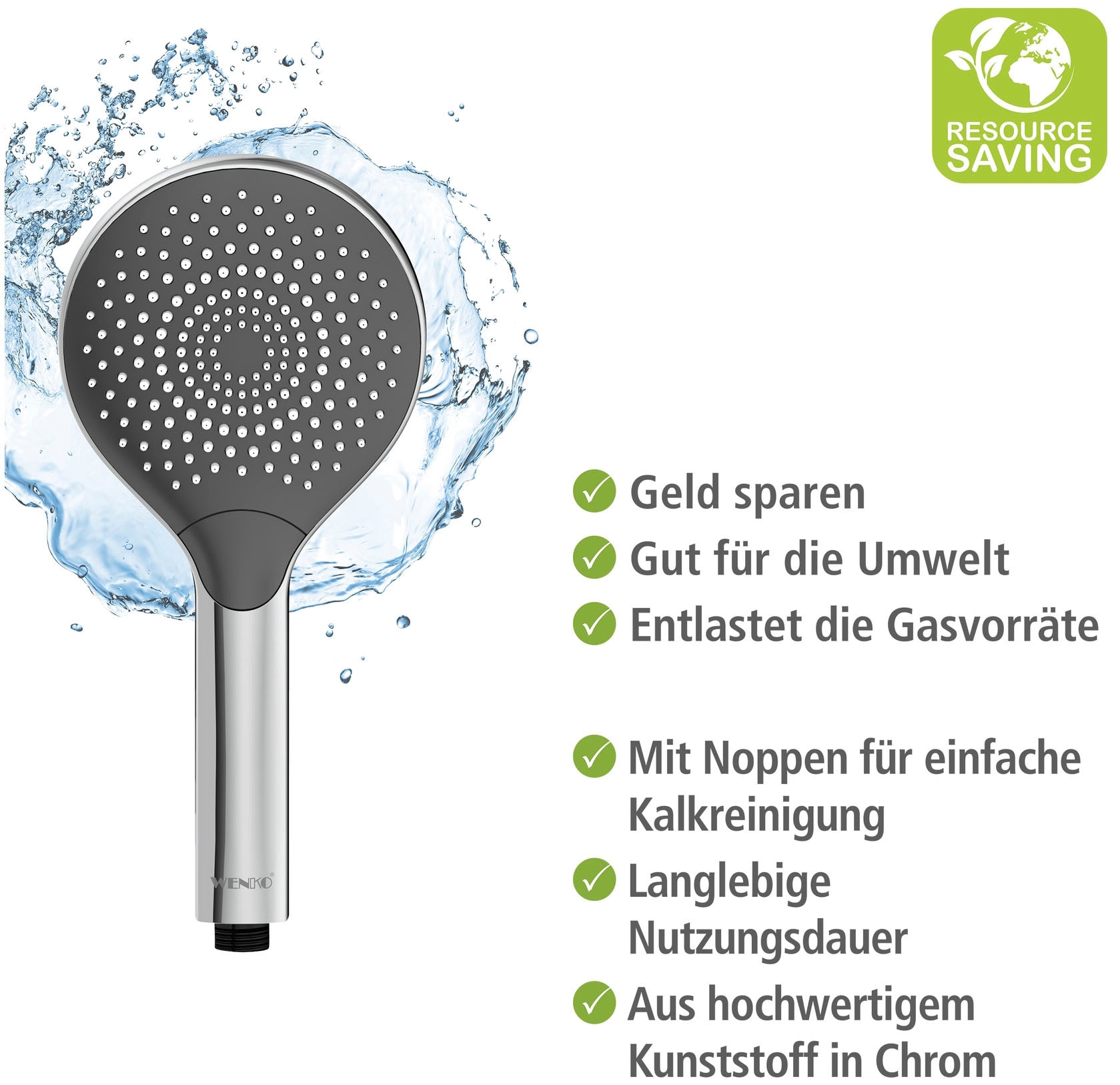 WENKO Handbrause »Watersaving«, (1 tlg.), Chrom, Ø 12 cm