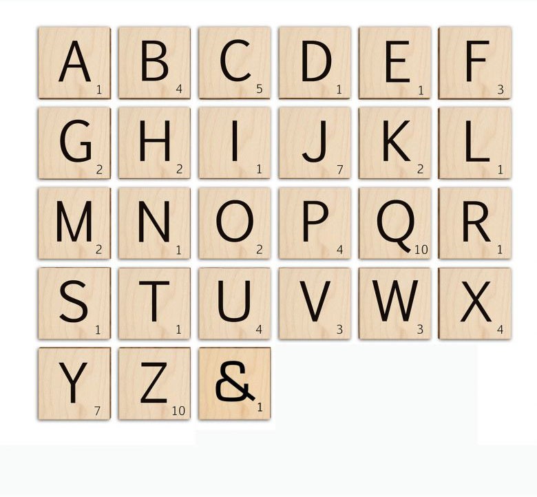 Wall-Art Holzbild »Scrabble Deko Buchstaben 20cm«, T, (1 St.)