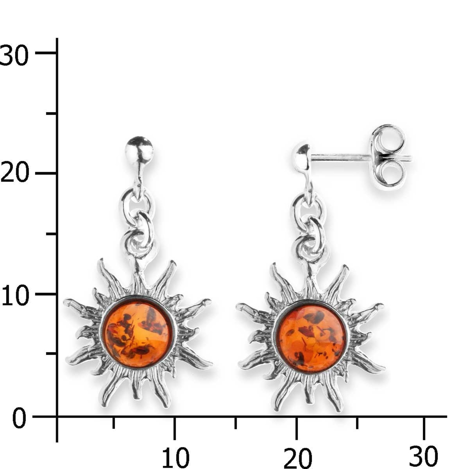OSTSEE-SCHMUCK Paar Ohrhänger »- Sonne 14 mm - Silber 925/000 - Bernstein«