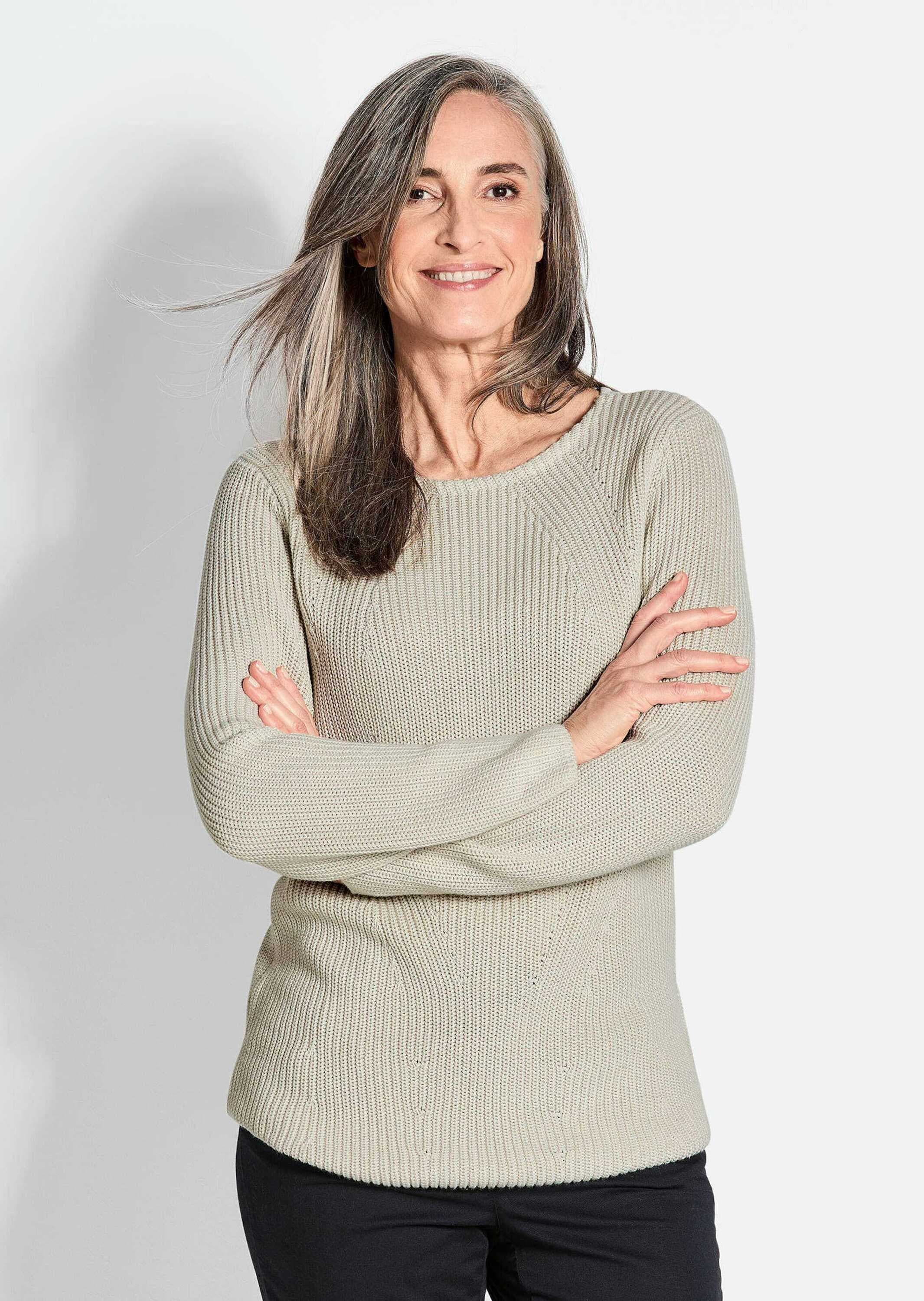 GOLDNER Strickpullover »Kurzgröße Figurschmeichelnder Pullover aus reiner Baumwolle«