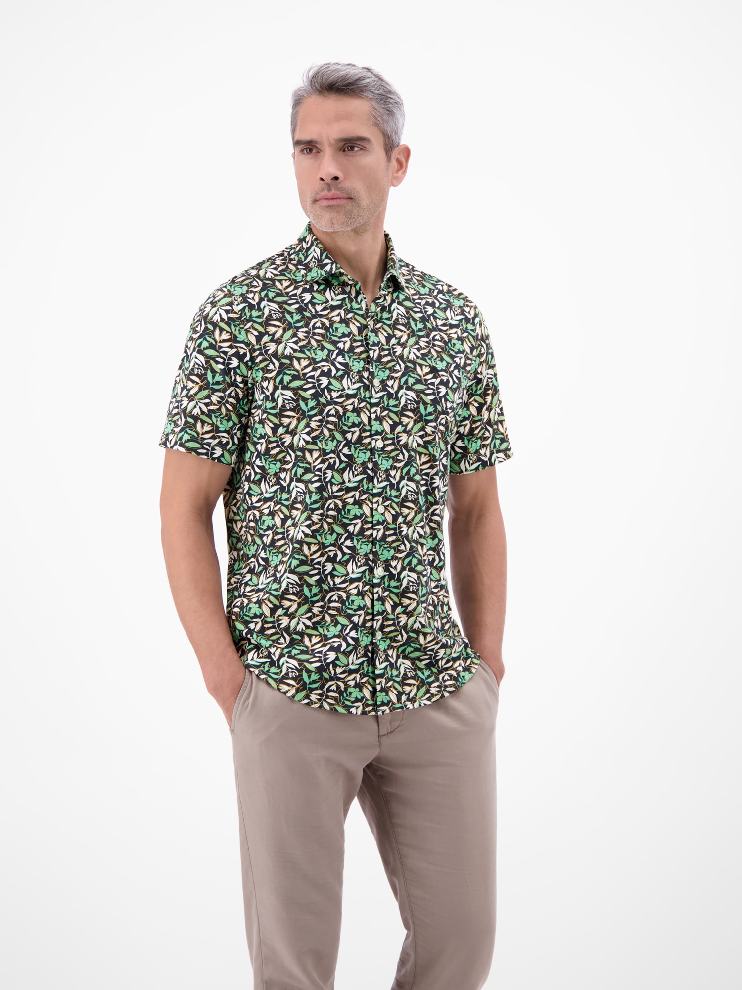 LERROS Kurzarmhemd »1/2 Hemd aus 100 % Baumwolle, floral bedruckt«