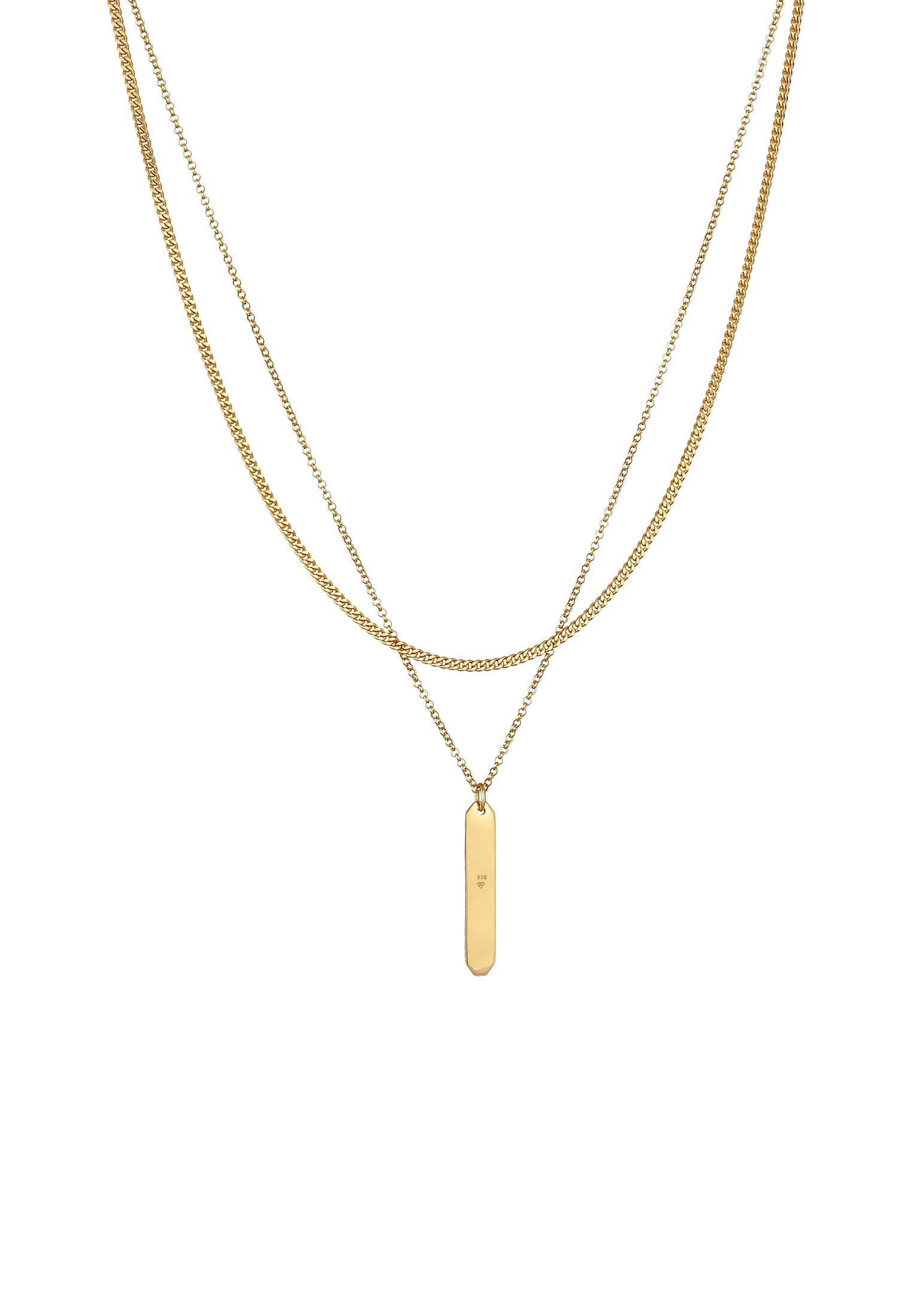 Elli Silberkette »Halskette Layer Label Plätte Geo 925 Silber«