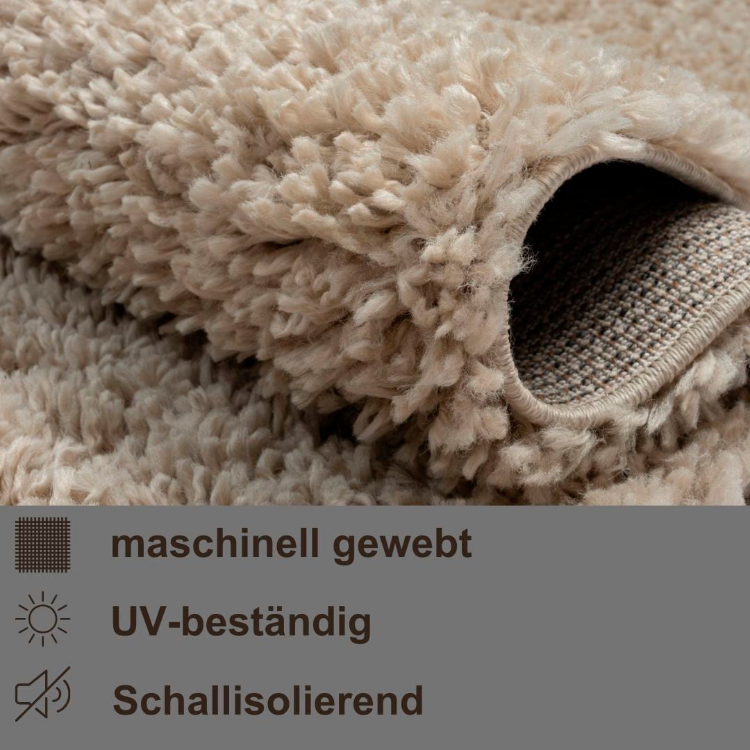 my home Hochflor-Bettumrandung »Banji«, (3 tlg.), Uni Farben, weich und flauschig, auch als Läufer & in rund erhältlich
