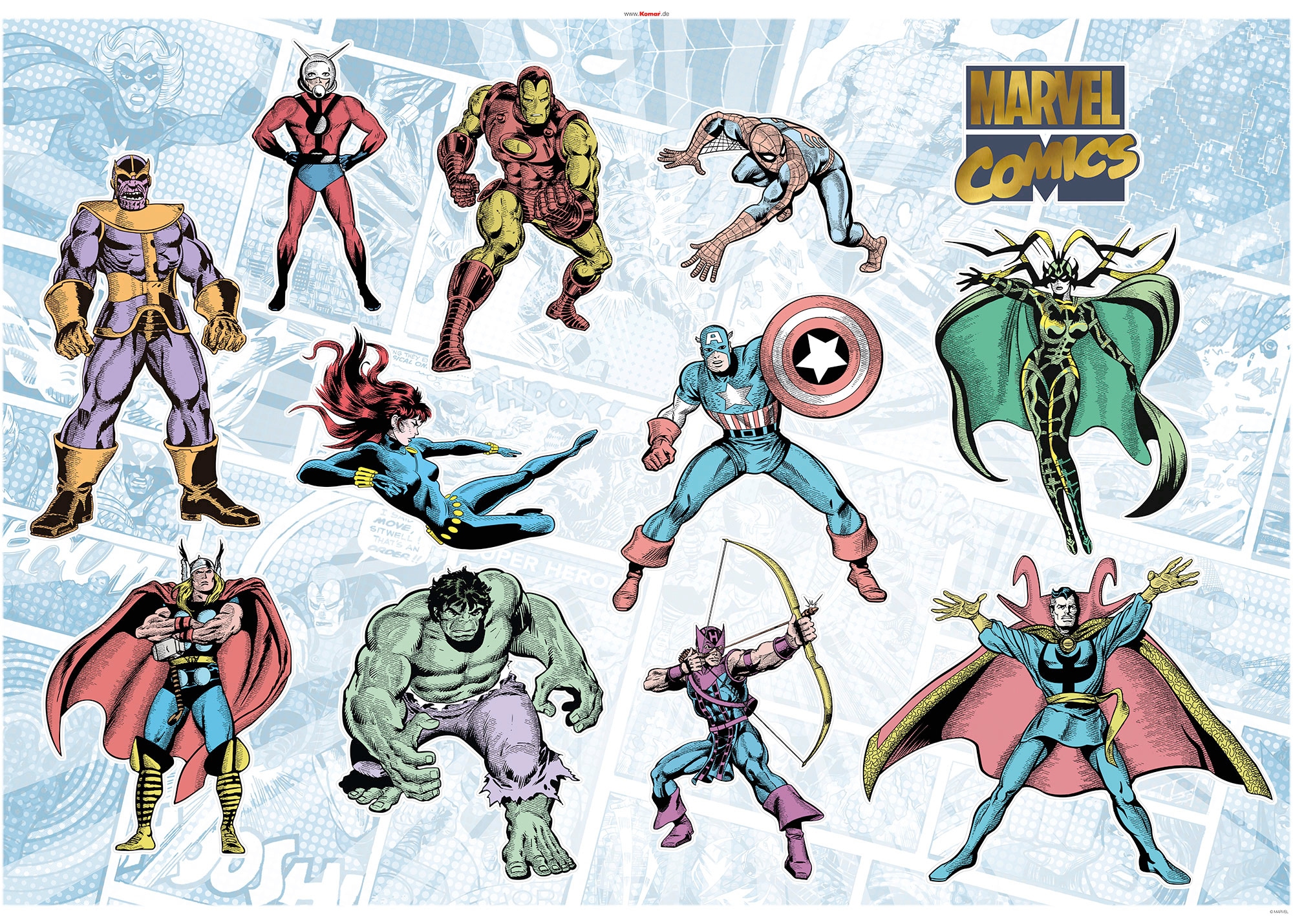 Komar Wandtattoo »Marvel Comics Collection«, (11 St.), 100x70 cm (Breite x Höhe), selbstklebendes Wandtattoo