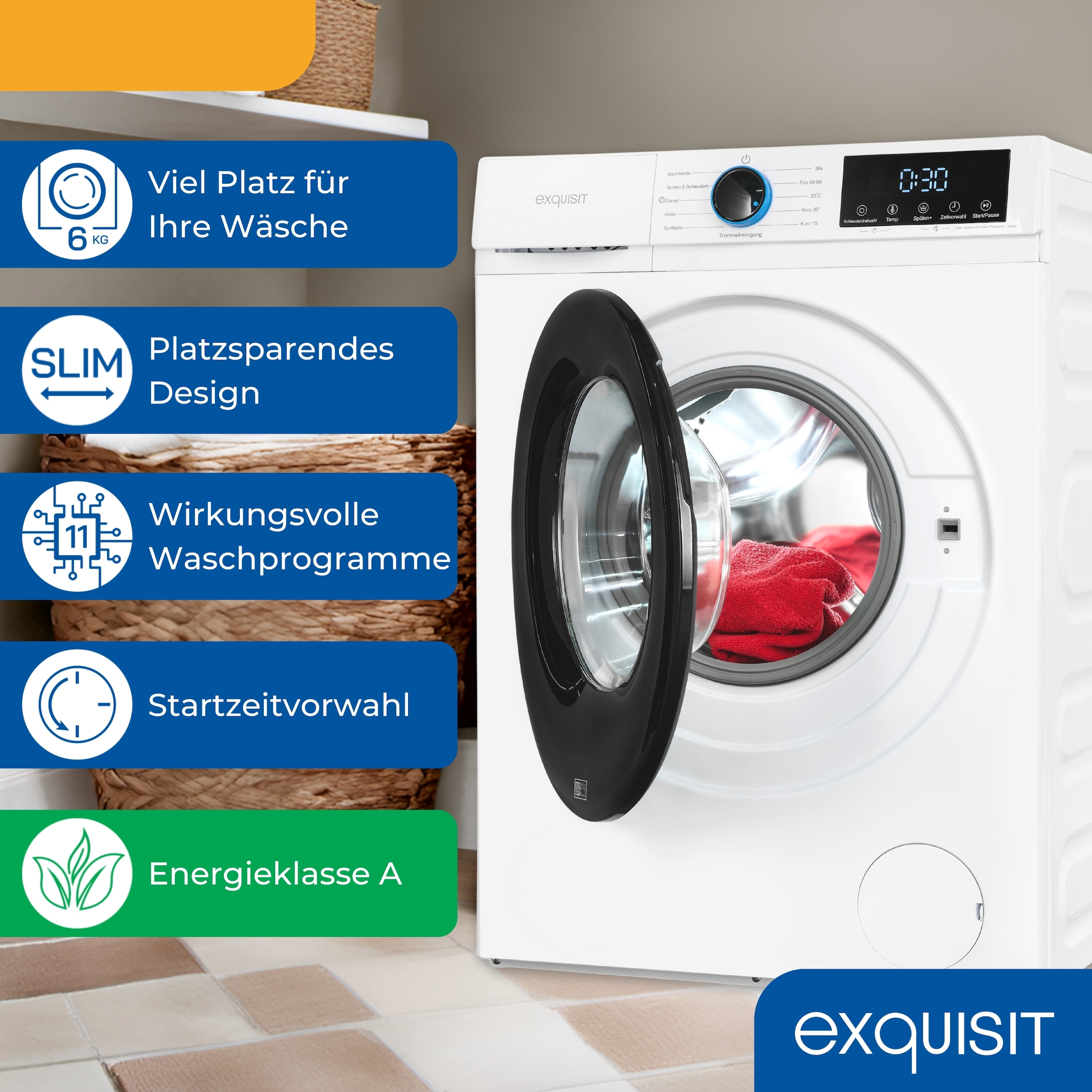 exquisit Waschmaschine »WA6312-371A weiss«