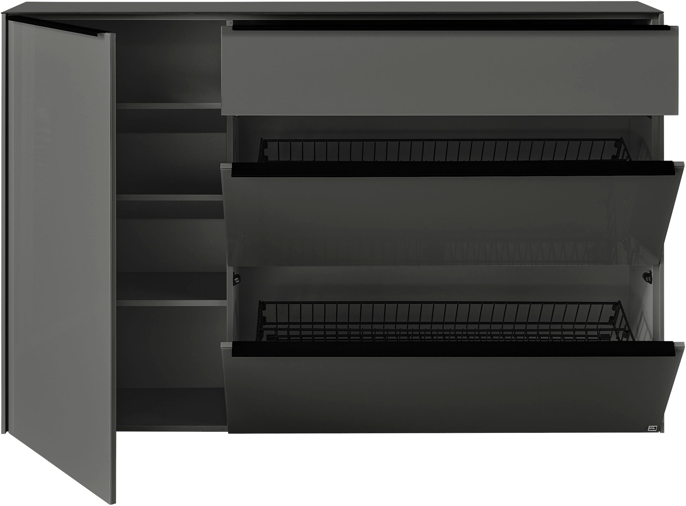 set one by Musterring Sideboard »reno-Dielen« 1 Stk. tlg. 1 Schubkasten, 2 Klappen, 1 Tür, Glasfronten in 2 Farben, 160 x 104 cm