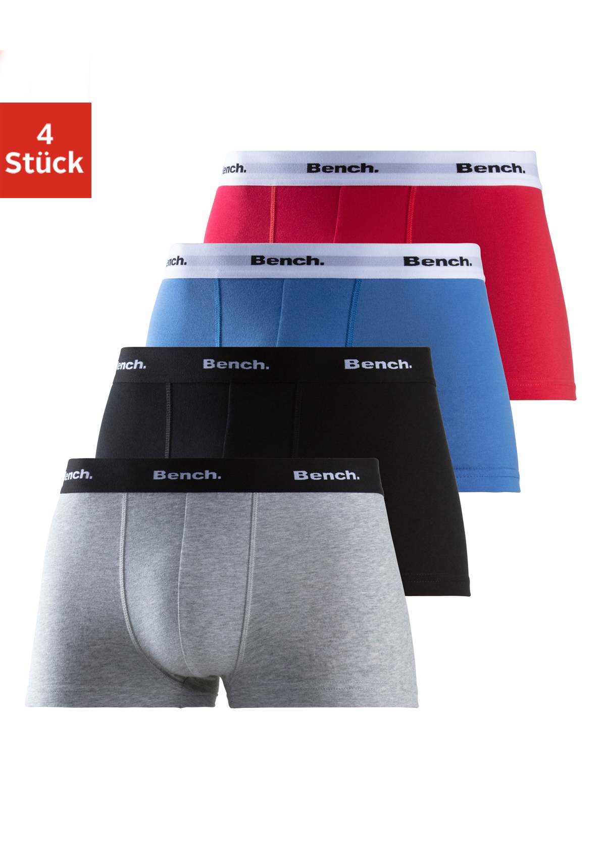 Bench. Boxershorts, (Packung, 4 St.), in Hipster-Form mit kontrastfarbenem  Bund online shoppen bei OTTO
