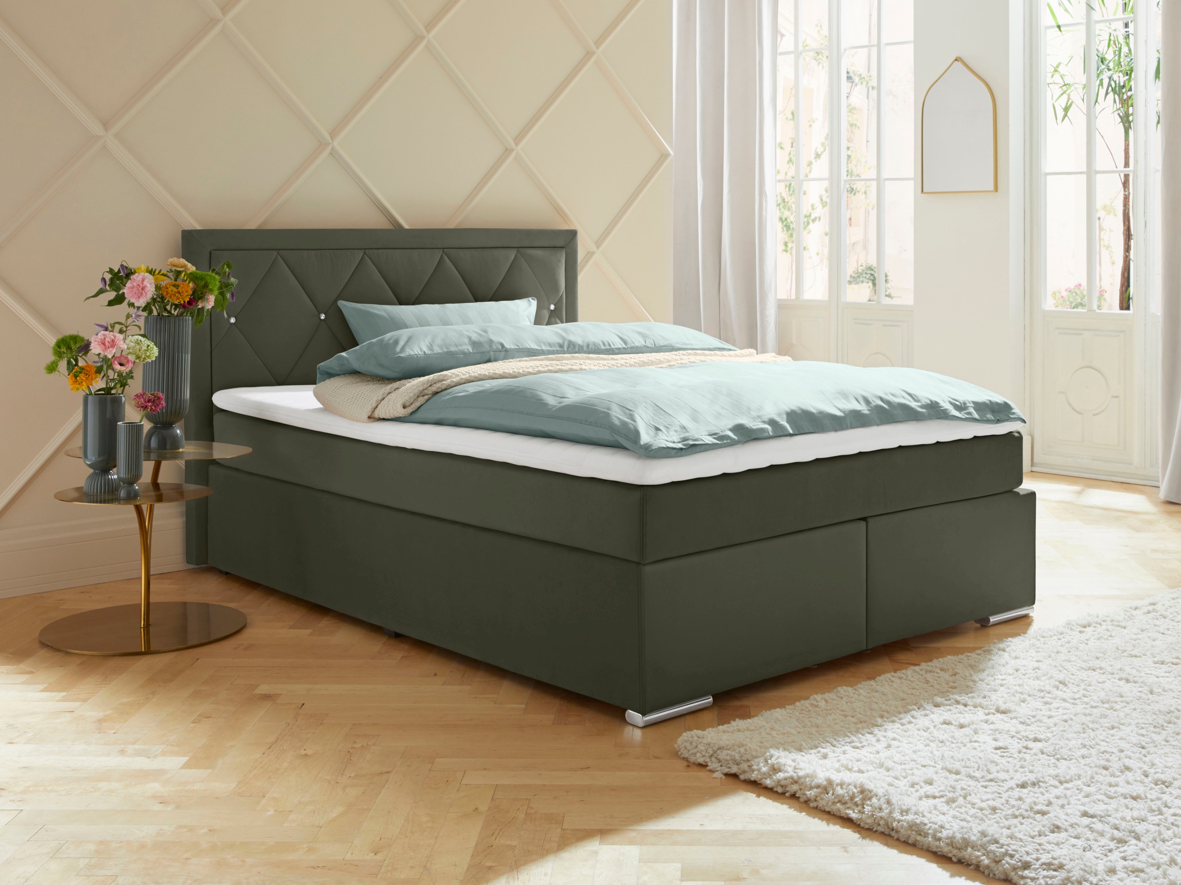 Leonique Boxbett »Alfie«, inkl. Topper, mit Straßsteine im Kopfteil, H2, H3 und H4... kaufen