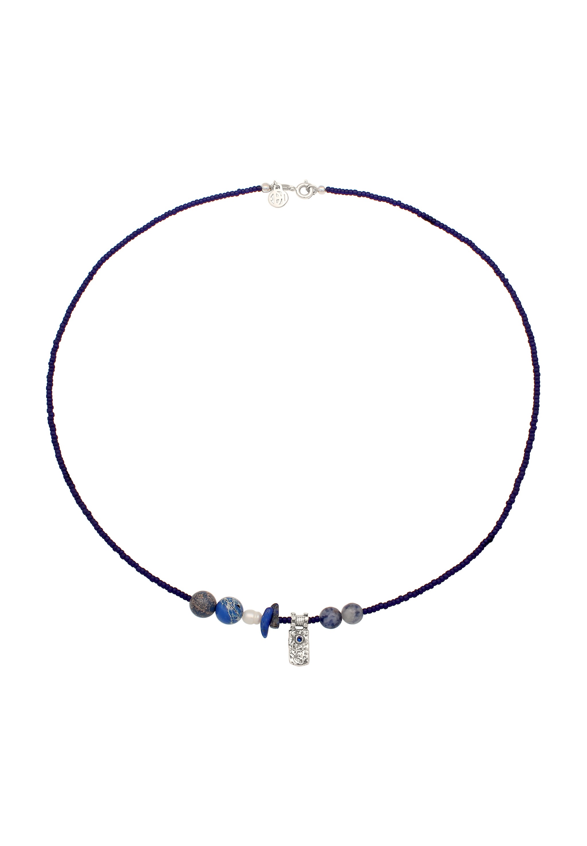 HAZE & GLORY Silberkette »Halskette Lapis Lazuli Perlen 925 Sterling Silber«