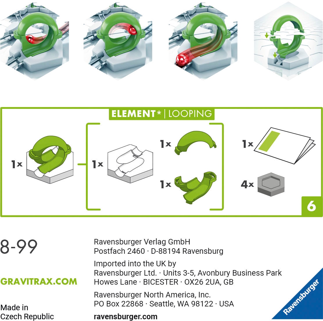 Ravensburger Kugelbahn-Bausatz »GraviTrax Element Looping«, Made in Europe