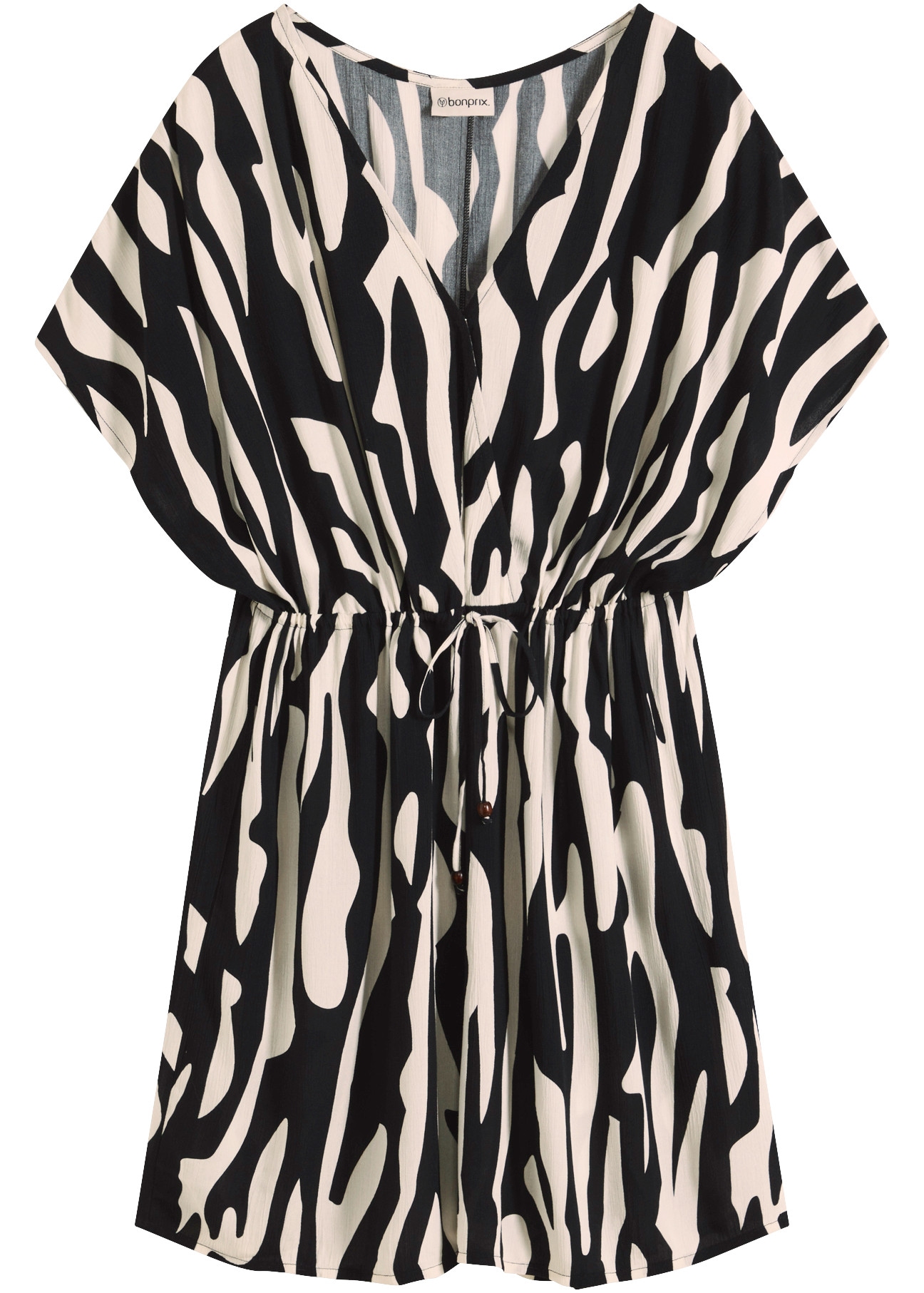 bonprix Strandkleid aus Viskose, Kurzarm, figurumspielende Passform, ohne Kragen