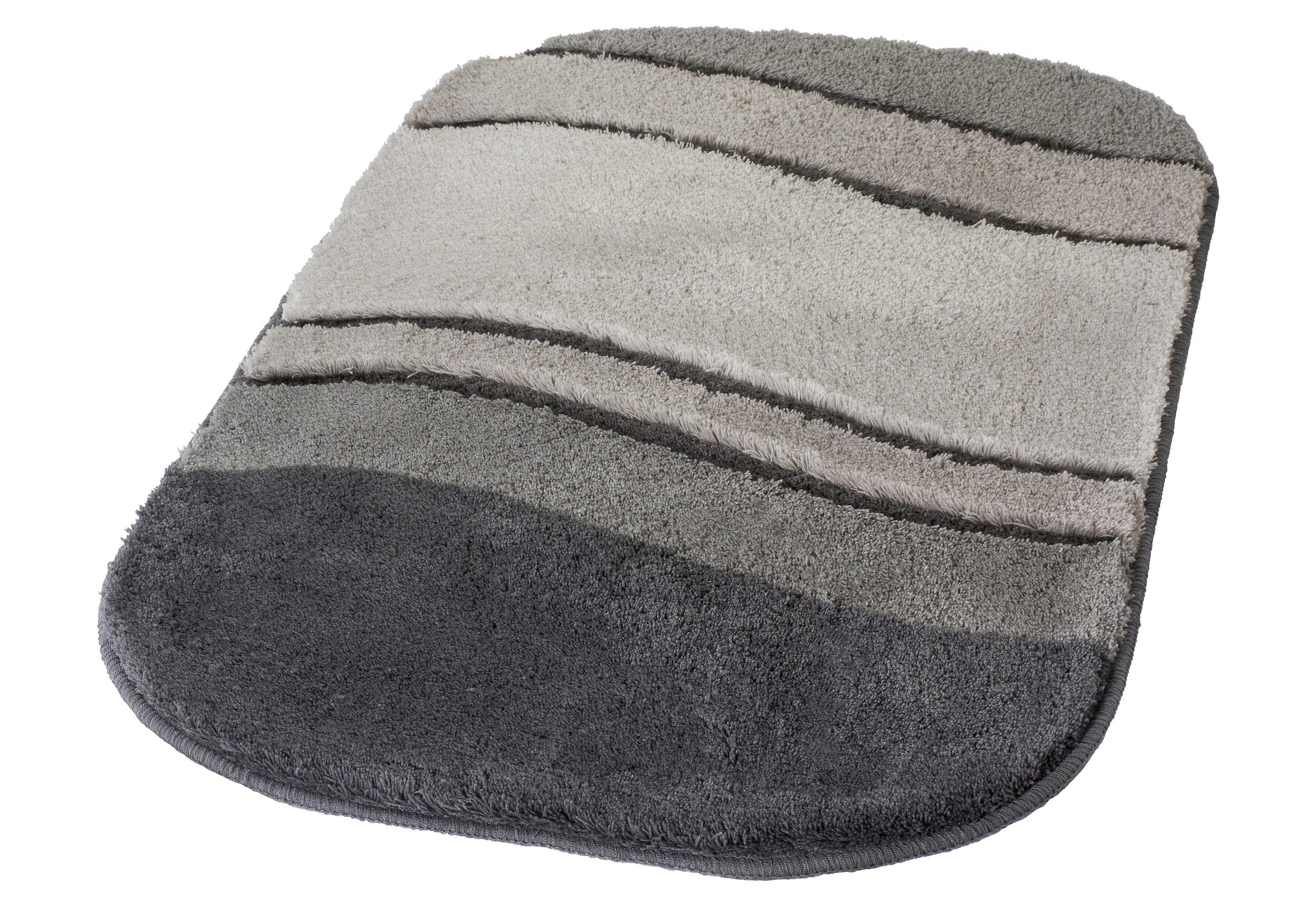 Kleine Wolke Badematte »Siesta«, rutschhemmend beschichtet, fußbodenheizungsgeeignet, Badteppich, oval, Wellen Design, Hoch-Tief Effekt, waschbar