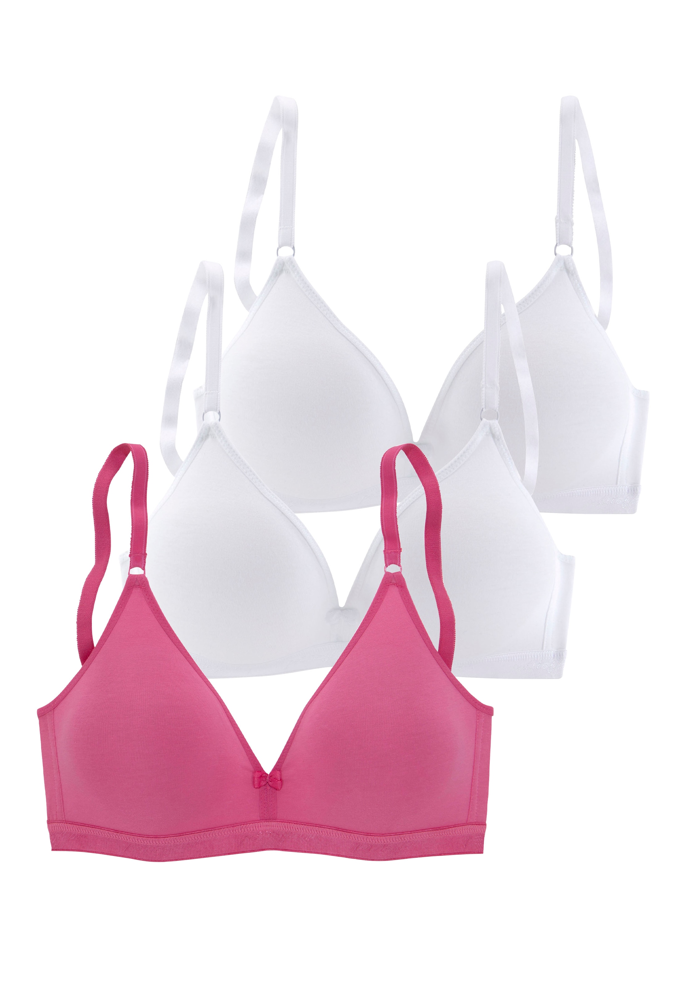 petite fleur Bralette-BH, (Packung, 3 Stück), ohne Bügel im Triangel-Form aus schöner Baumwolle, Basic Dessous