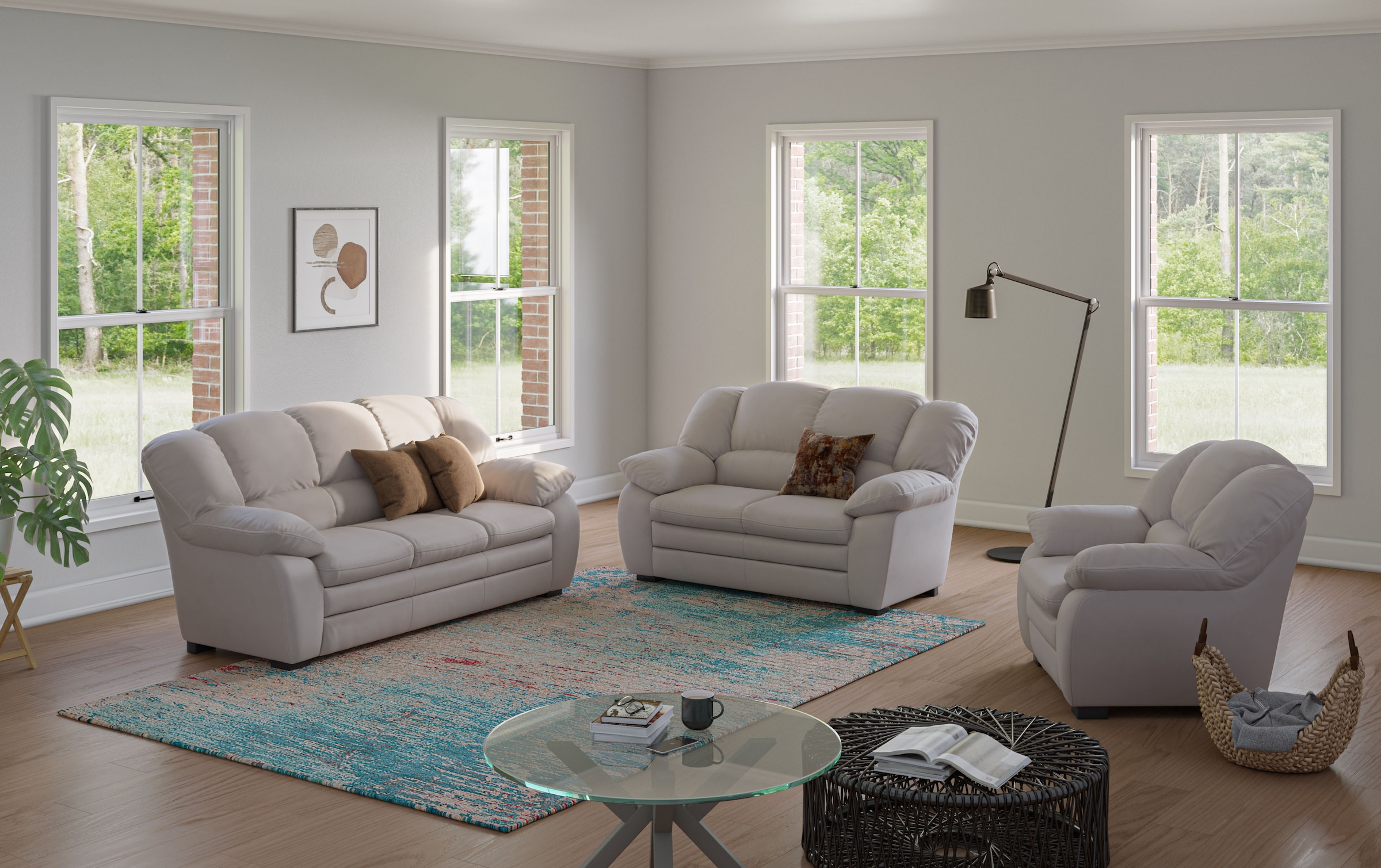 COTTA Polstergarnitur »Casino, Sofa Set, 3-2-1 Sitzer, Wohnzimmer Garnitur« Set, 3 tlg. Sessel, 2-Sitzer, 2,5-Sitzer, hohe Rückenlehne