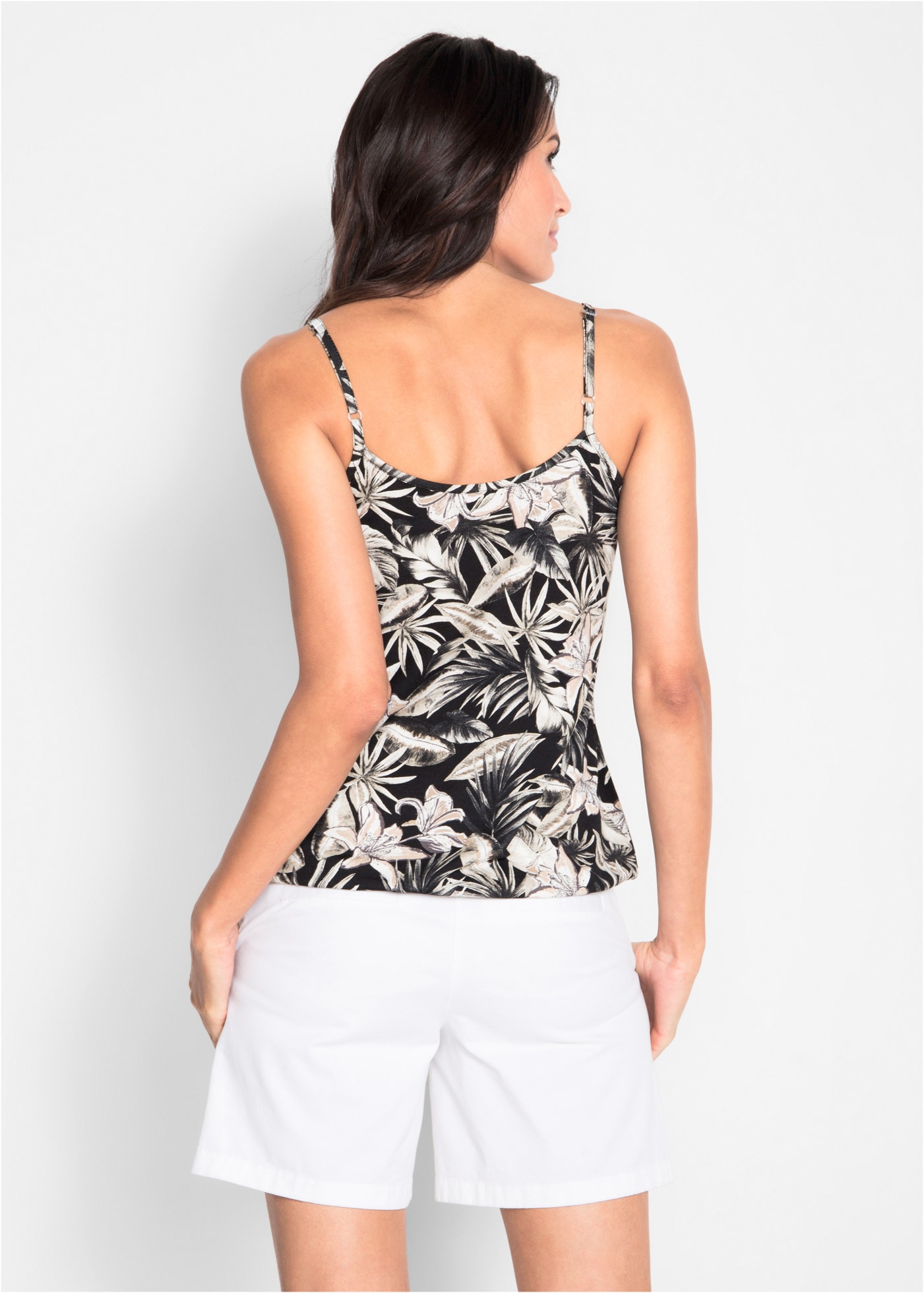 bonprix Shirttop 1 tlg. locker geschnitten, schmale Träger, Blumendruck, ärmellos