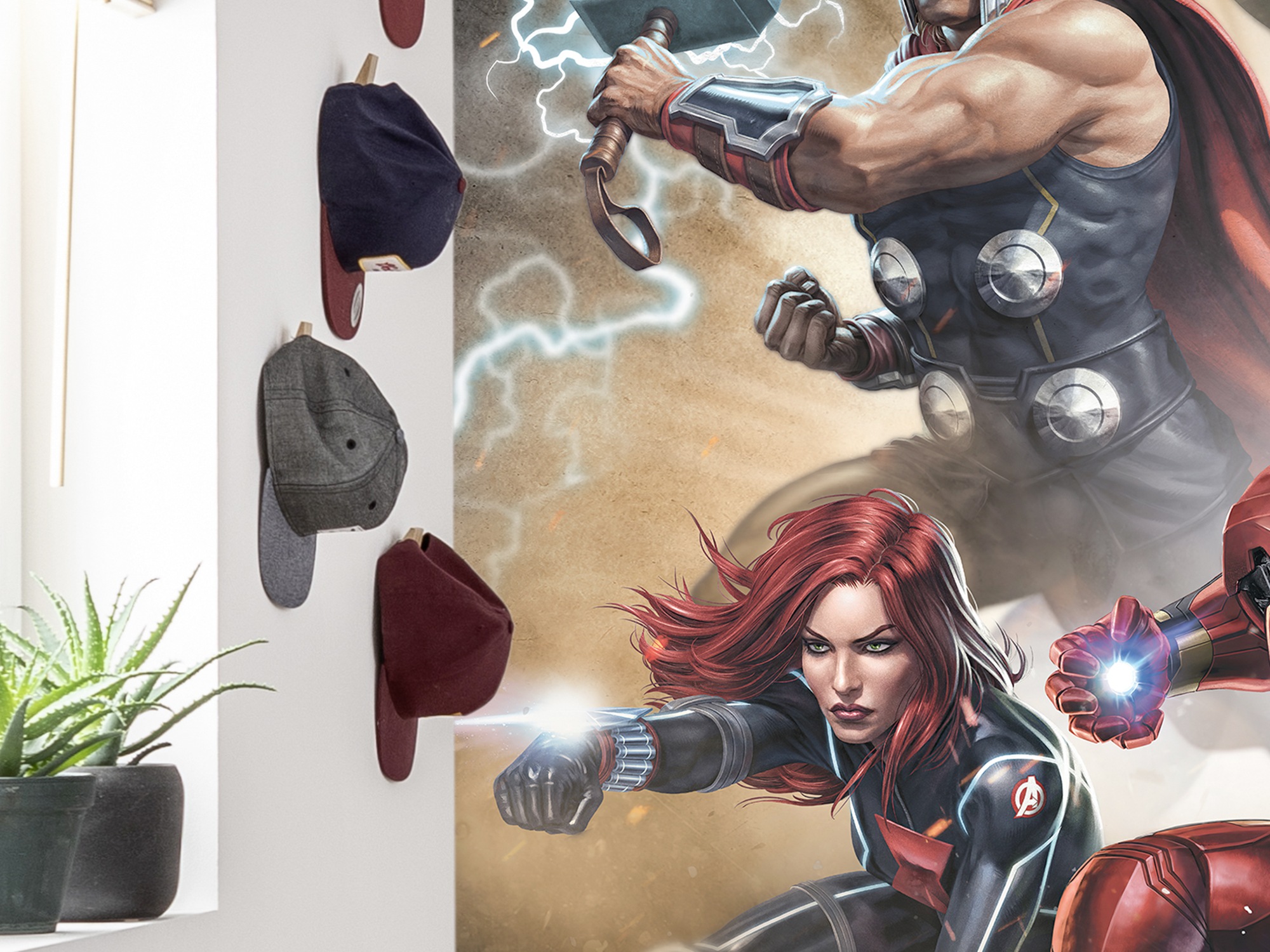 Komar Fototapete »Avengers Superpower«, bedruckt, 200 x 250 cm (Breite x Höhe) - Tapete, Vlies, Wohnzimmer, Schlafzimmer