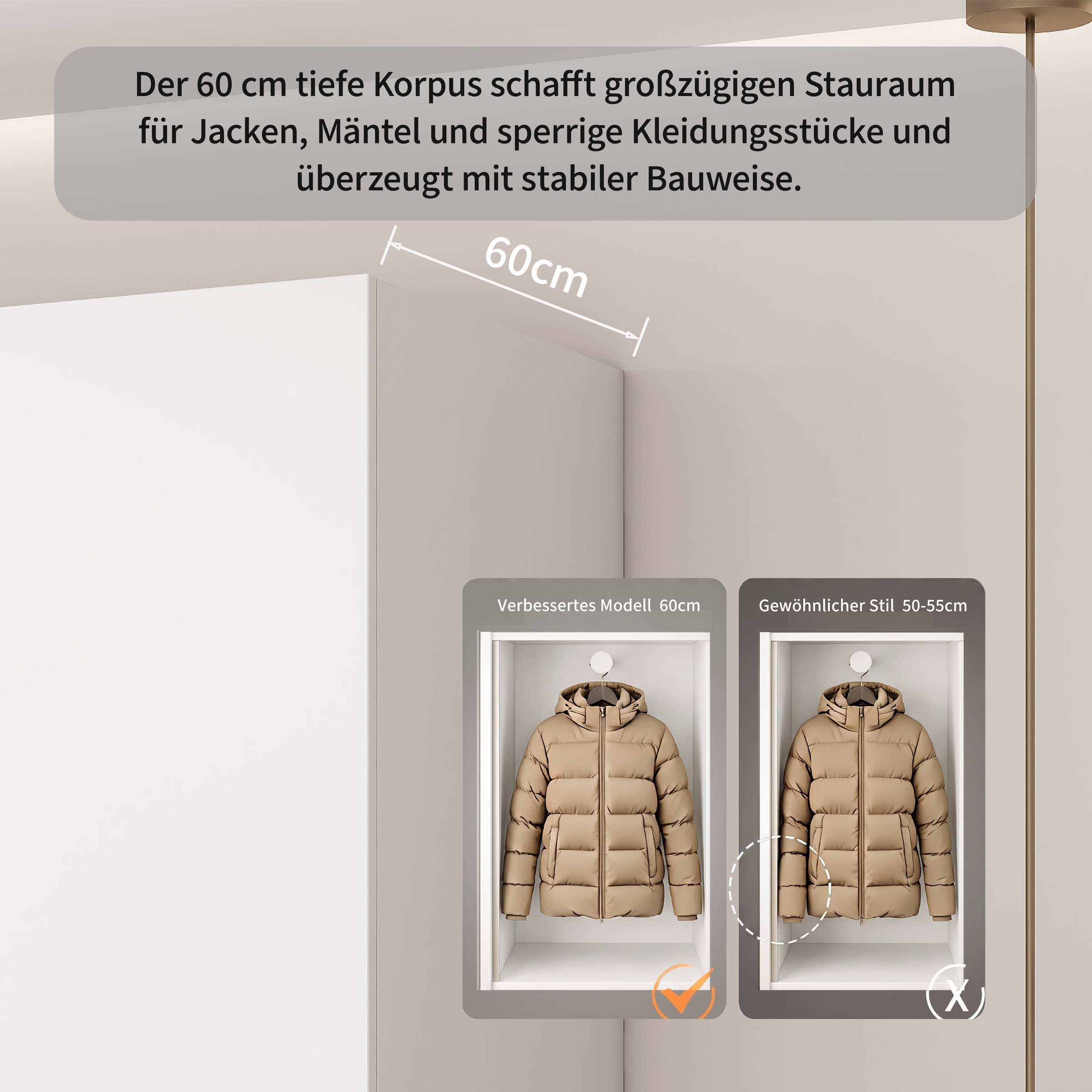 OTTO home Kleiderschrank »Jorella Schlafzimmerschrank Garderobe mit Softclose« eleganter Schlafzimmerschrank Rillendesign Trend Breite 161cm