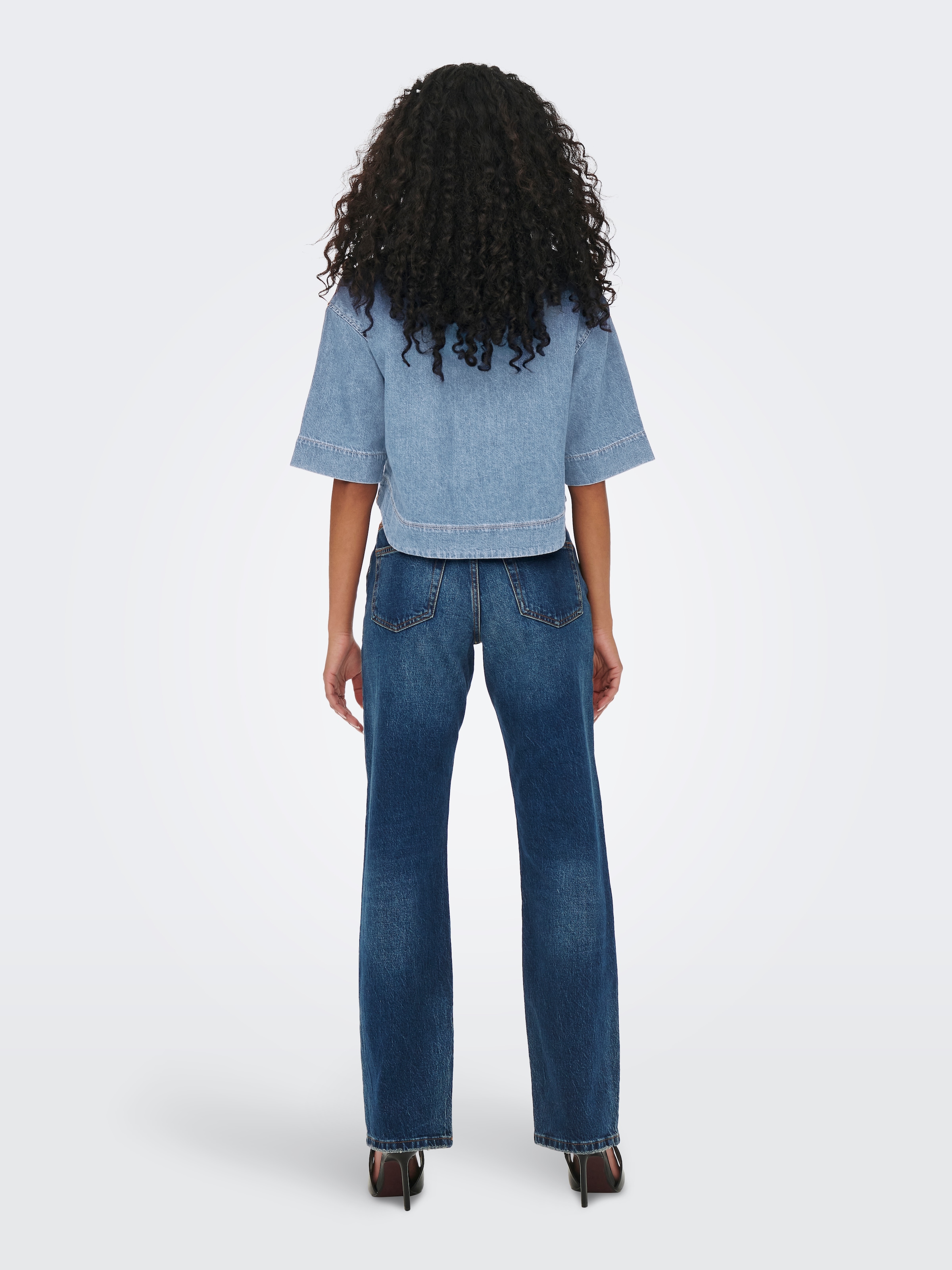 ONLY Jeansbluse »ONLCLEO LIFE SS CROP DNM SHIRT PIM NOOS« Baumwolle