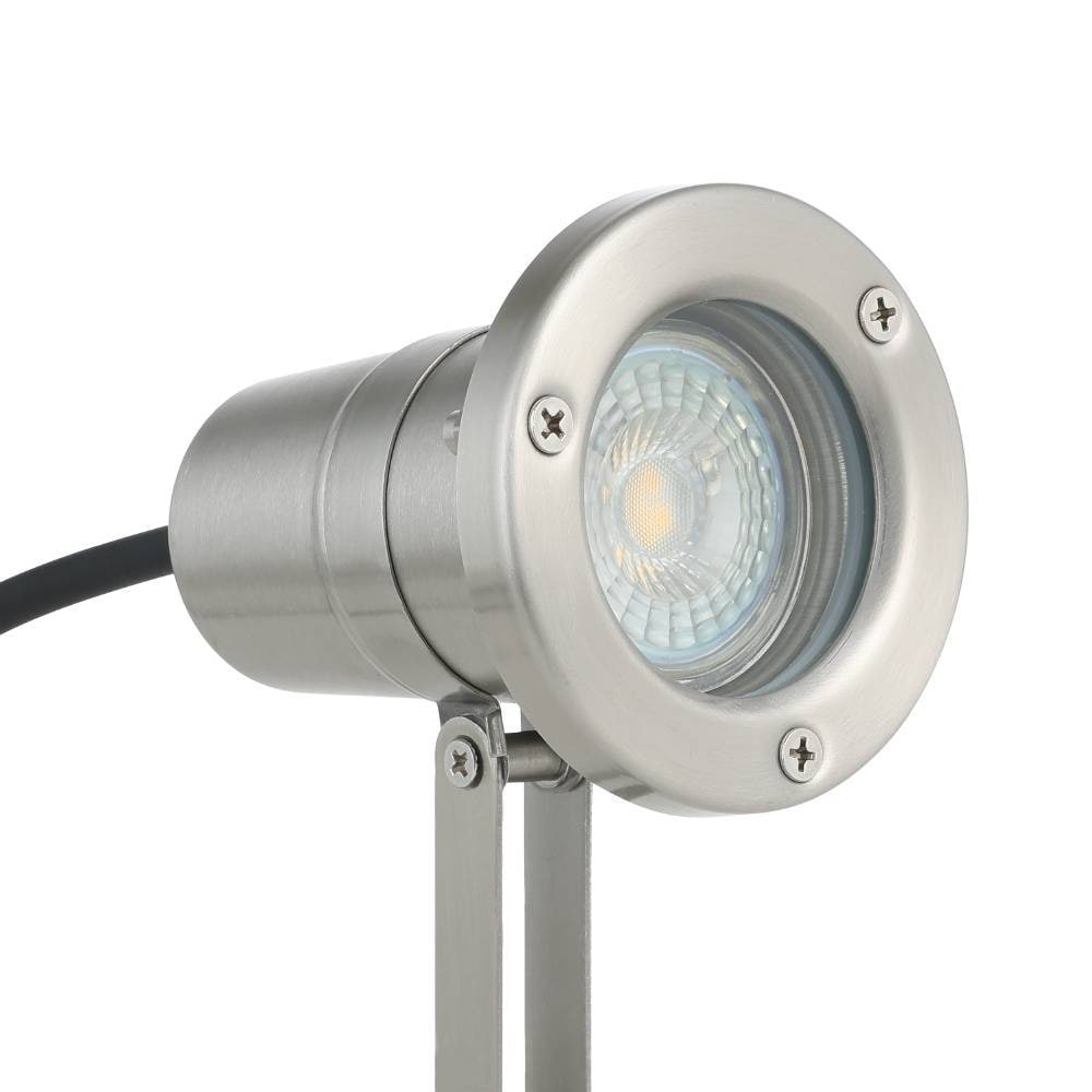 EGLO LED Pollerleuchte »NEMA Erdspieß, Strahler, Außenbeleuchtung, silber, GU10, IP54«, 1 flammig, Leuchtmittel GU10 | LED wechselbar, Bodenspieß, Leuchtenspot verstellbar, Garten, Terrasse, 24x11x8,5cm