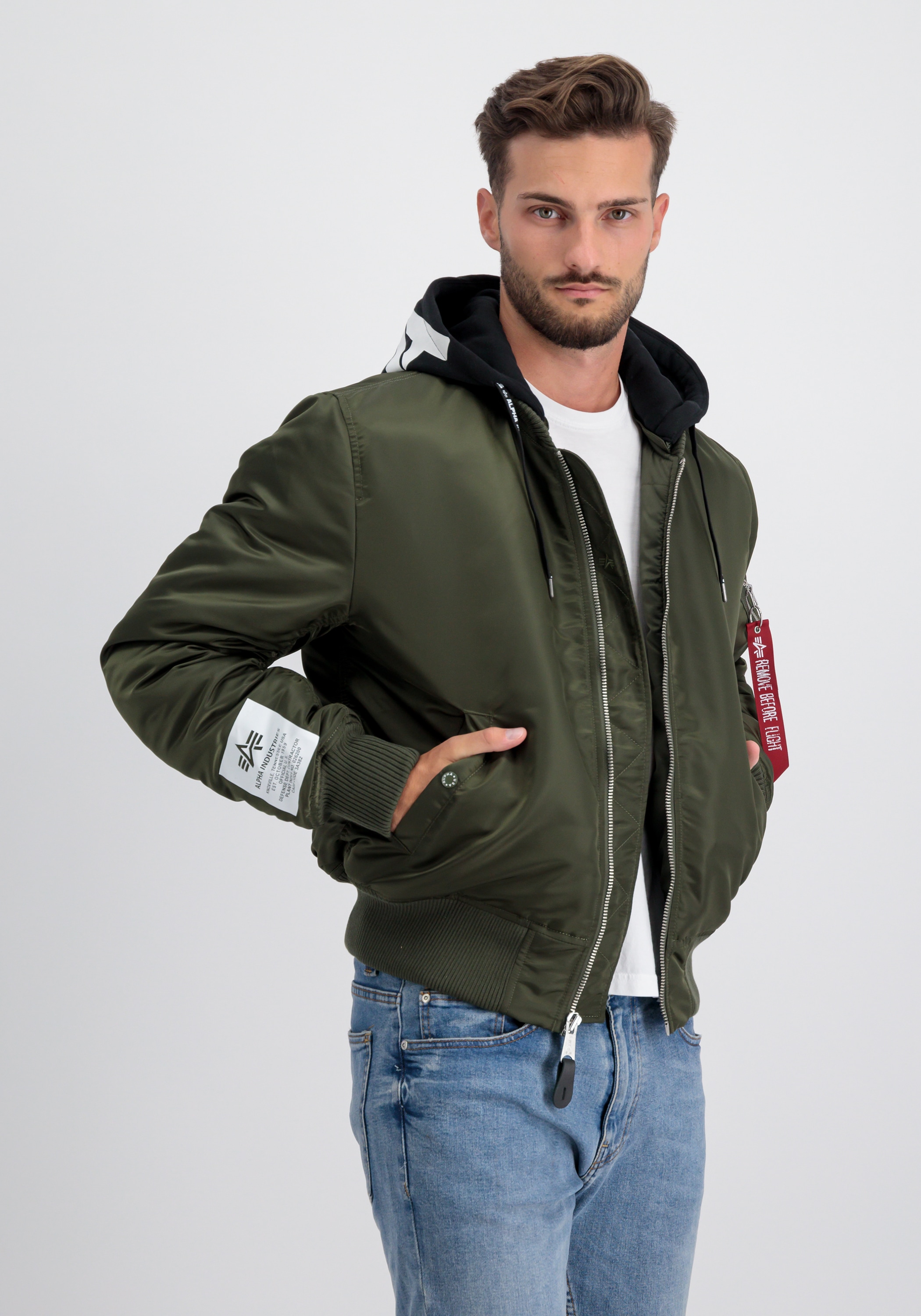 Alpha Industries Bomberjacke »Alpha Industries Men - Bomber Jackets MA-1 Zip Hood Print«