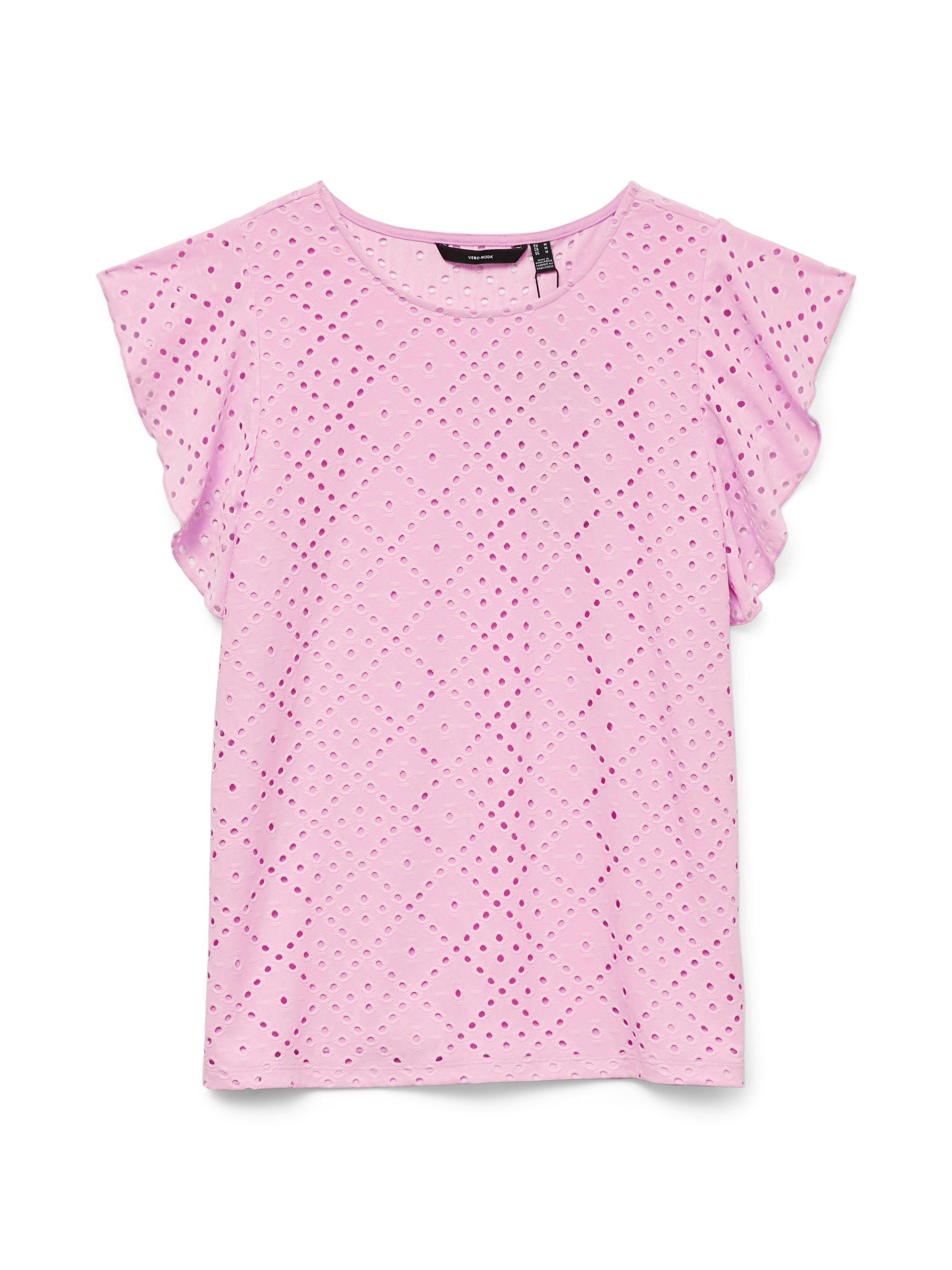 Vero Moda Rundhalsshirt »VMTASSA SL FRILL TOP NOOS« Materialmix, loose fit