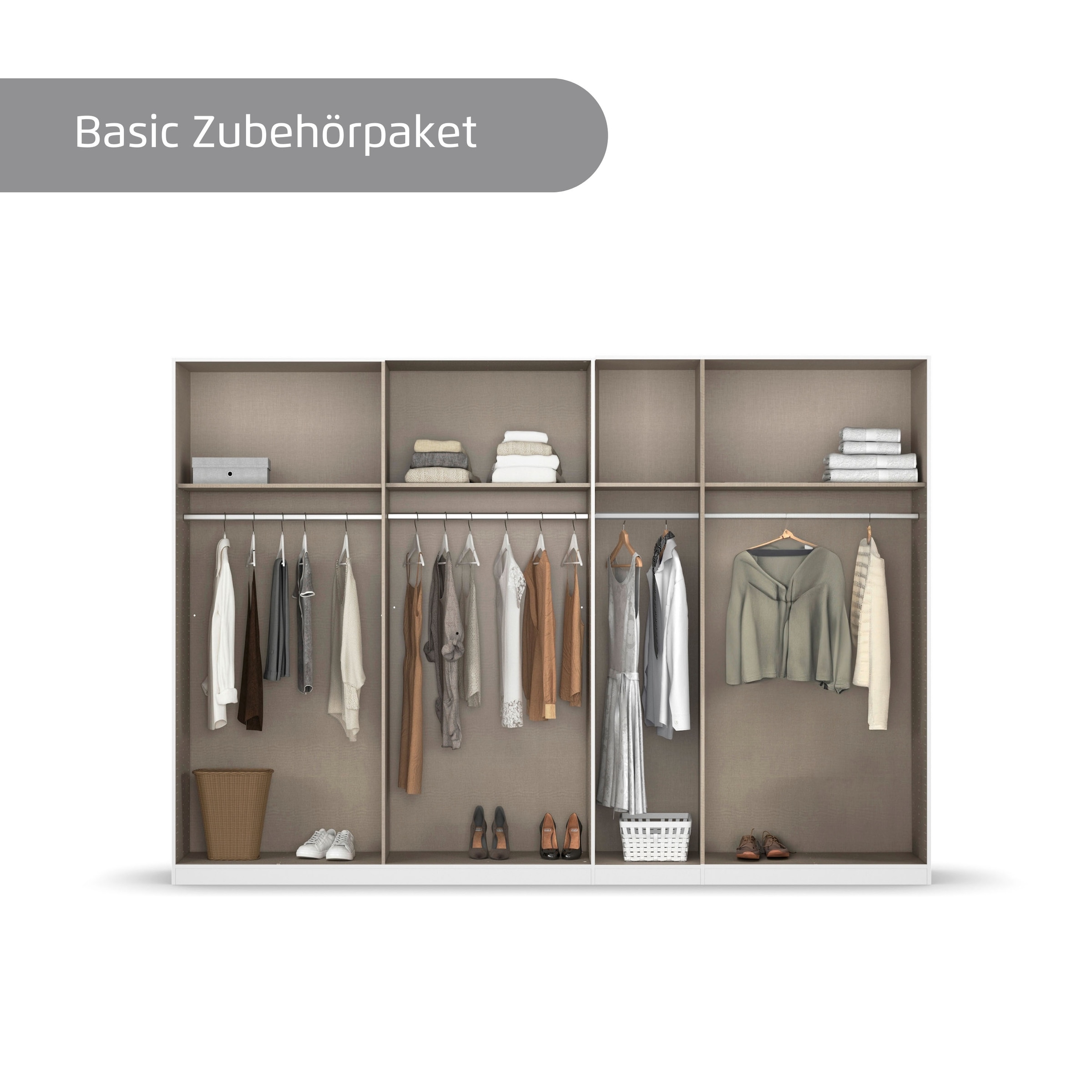 rauch Kleiderschrank »Drehtürenschrank Schrank Garderobe Wäscheschrank Schlafzimmer AVOLA«, (in 3 verschiedenen Ausstattungen BASIC/CLASSIC/PREMIUM), mit hochwertigen Stangengriffen in Schwarz aus Metall MADE IN GERMANY