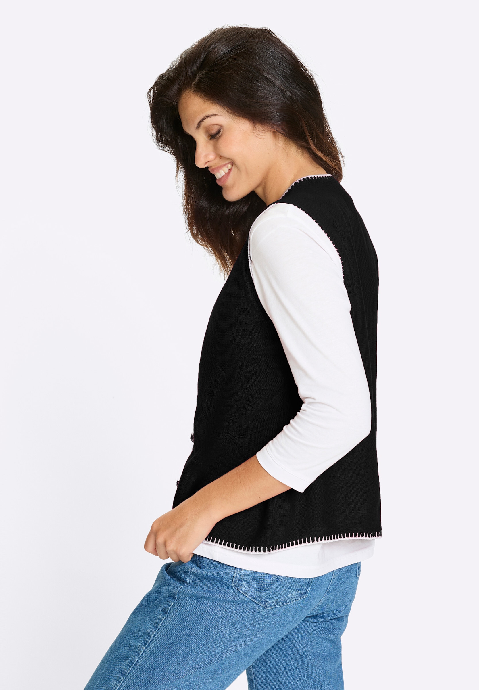 Sieh an! Strickweste »Strickweste Strickweste mit Trachtenknöpfen«