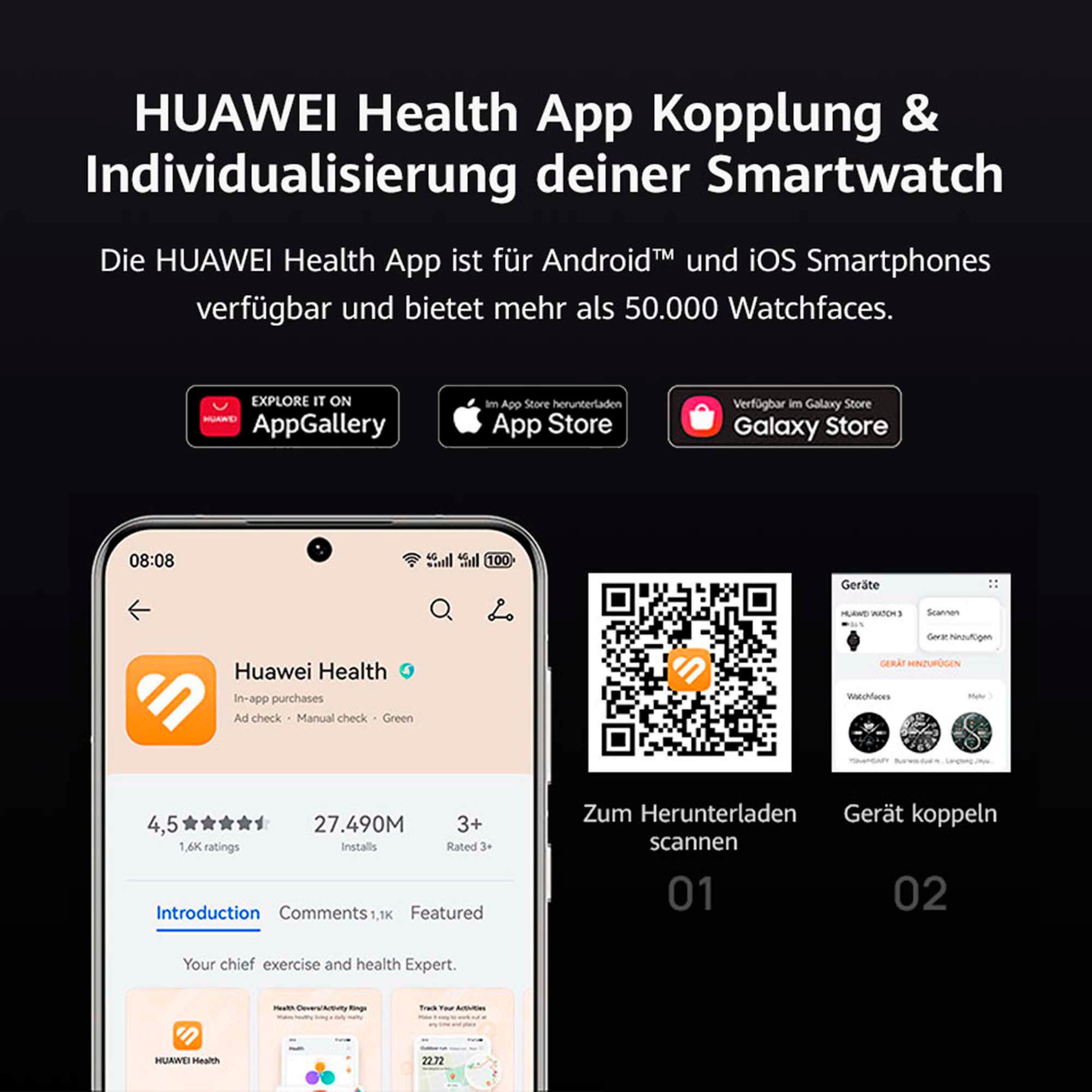 Huawei Smartwatch »WATCH FIT 4 Pro, 1,82 Zoll AMOLED-Farbdisplay«, (4,6 cm / 1,82 Zoll), 4,00 GB, Outdoor-Sport, Saphirglas und Titan, bis zu 10 Tage Akkulaufzeit