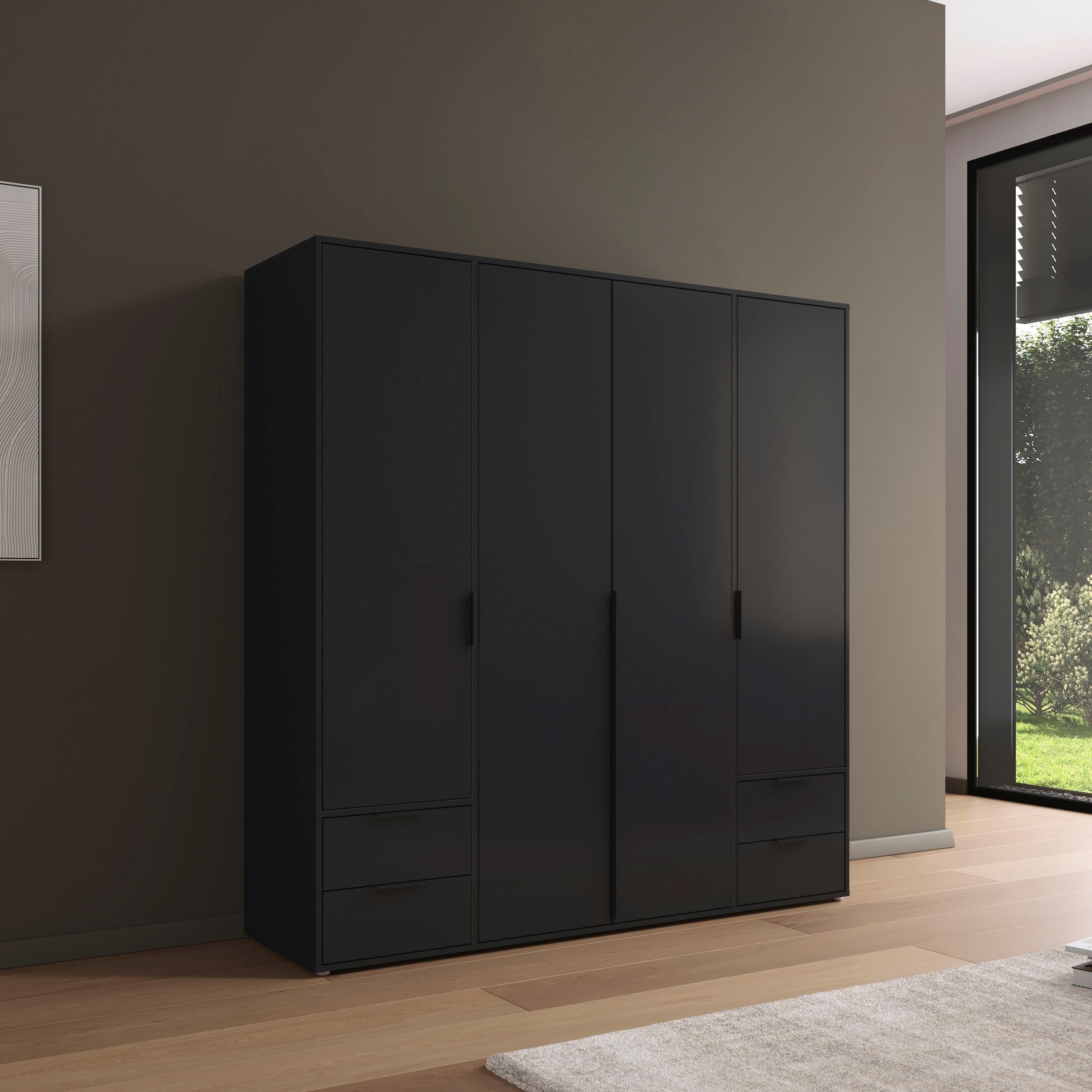 rauch Drehtürenschrank »Kleiderschrank Schrank Garderobe Wäscheschrank NAGATA viel Stauraum«, (in 3 verschiedenen Ausstattungen BASIC/CLASSIC/PREMIUM), mit Schubladen sowie Stangengriffen TOPSELLER MADE IN GERMANY