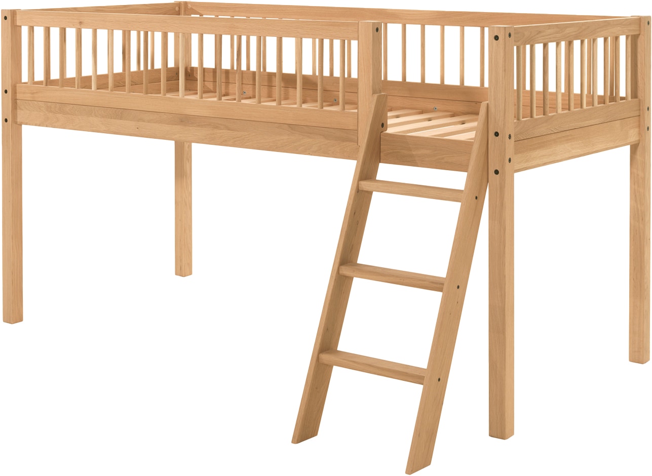 Home affaire Spielbett, (Made in Europe), aus massiver Eiche geölt, LF 90x2000cm, RR, Leiter u. Absturzschutz