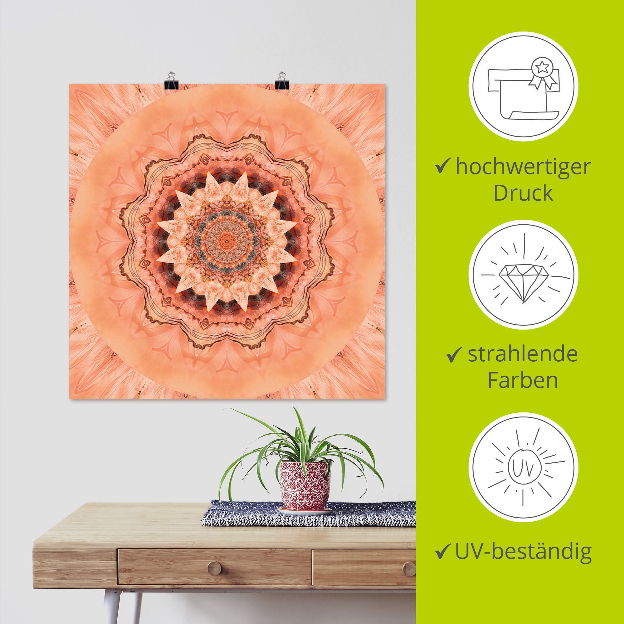 Artland Wandbild »Mandala Barmherzigkeit«, Muster, (1 St.), als Leinwandbild, Poster in verschied. Größen