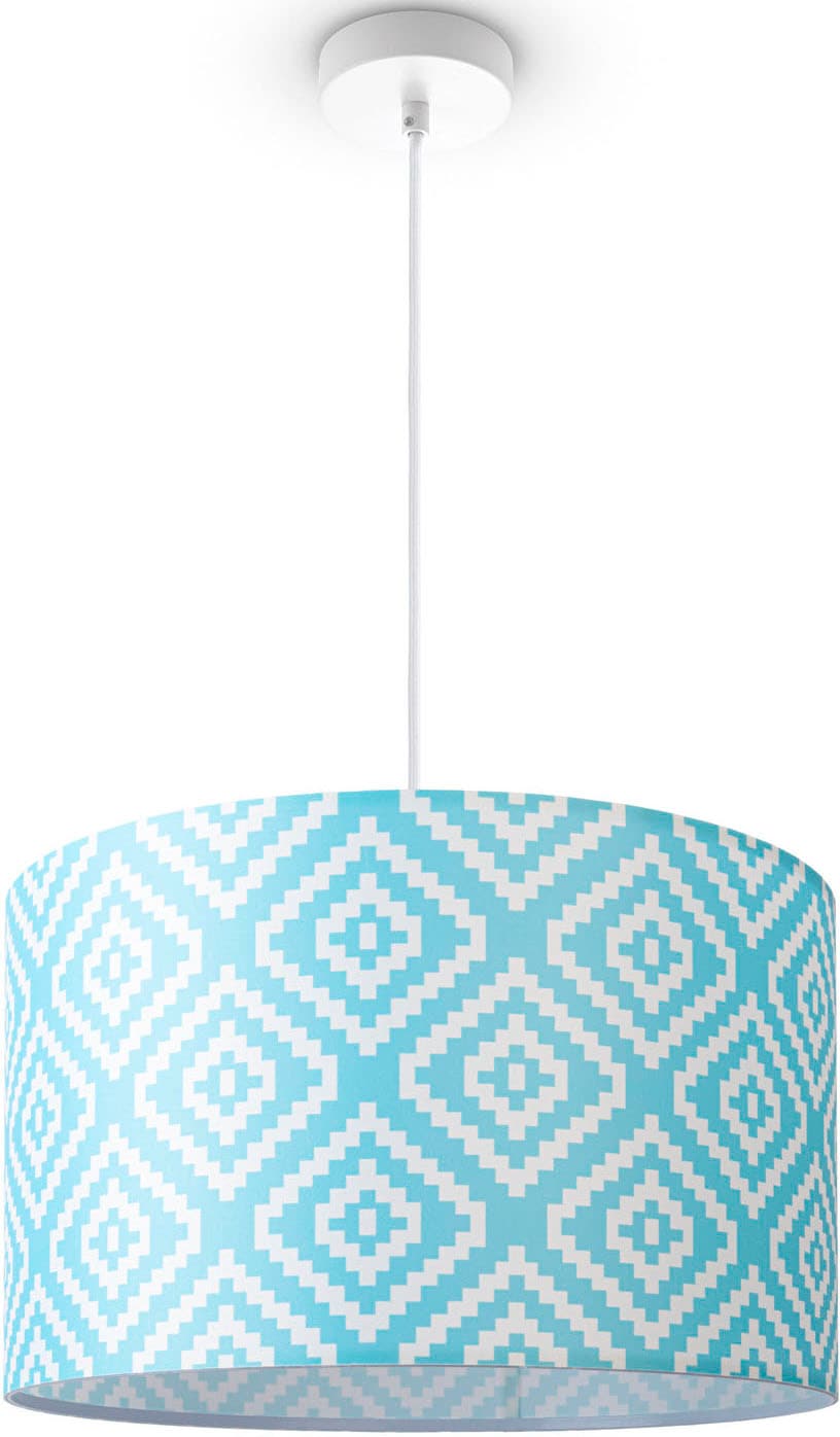 Paco Home Pendelleuchte »Hugo Stella« E27 Pendelleuchte Wohnzimmer Lampenschirm Stoff  Rund Retro Vintage Textil