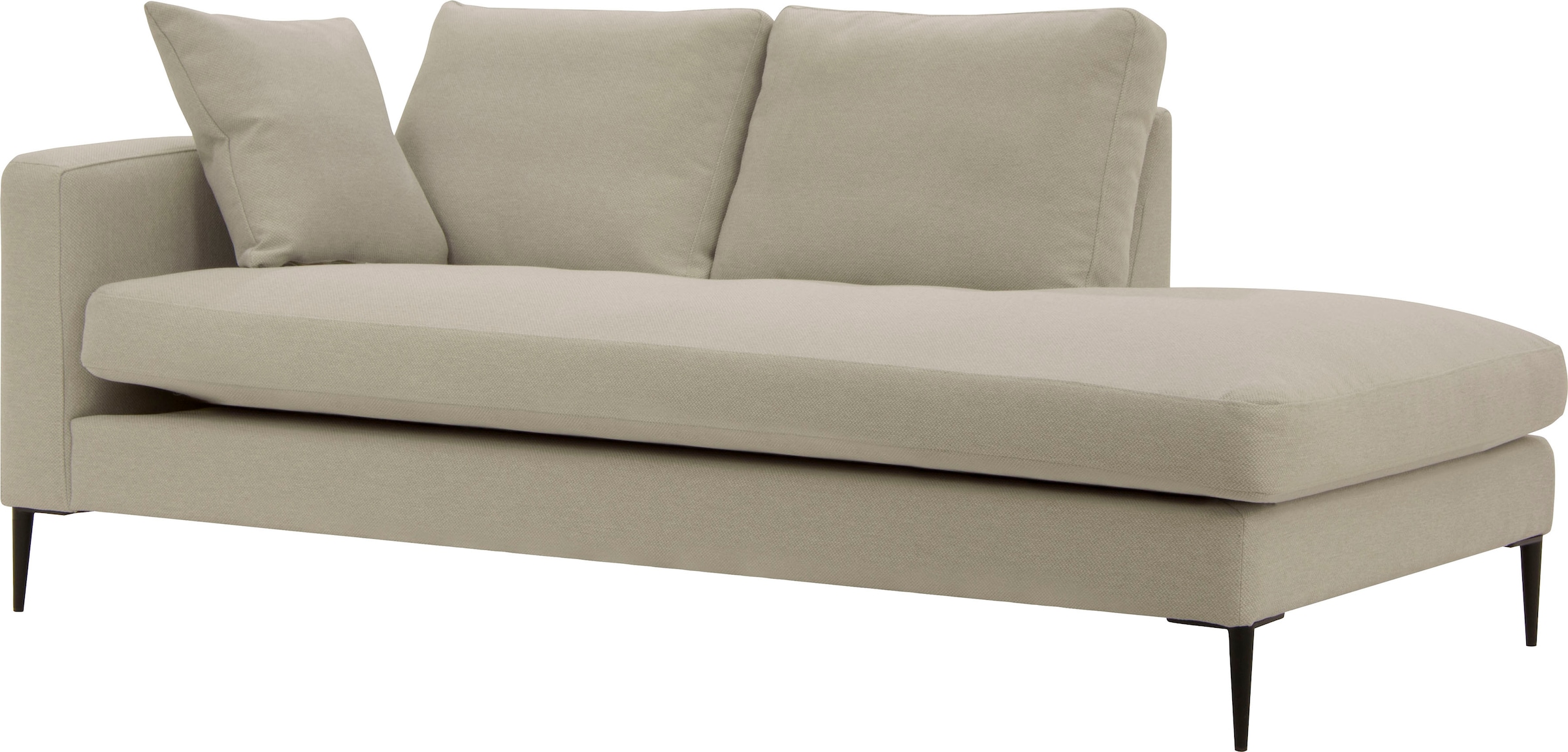 Leonique Recamiere »Cozy Chaiselongue, Maße B/T/H: 195/97/80 cm«, mit losen Kissen und Metallbeinen, Armlehne links oder rechts wählbar