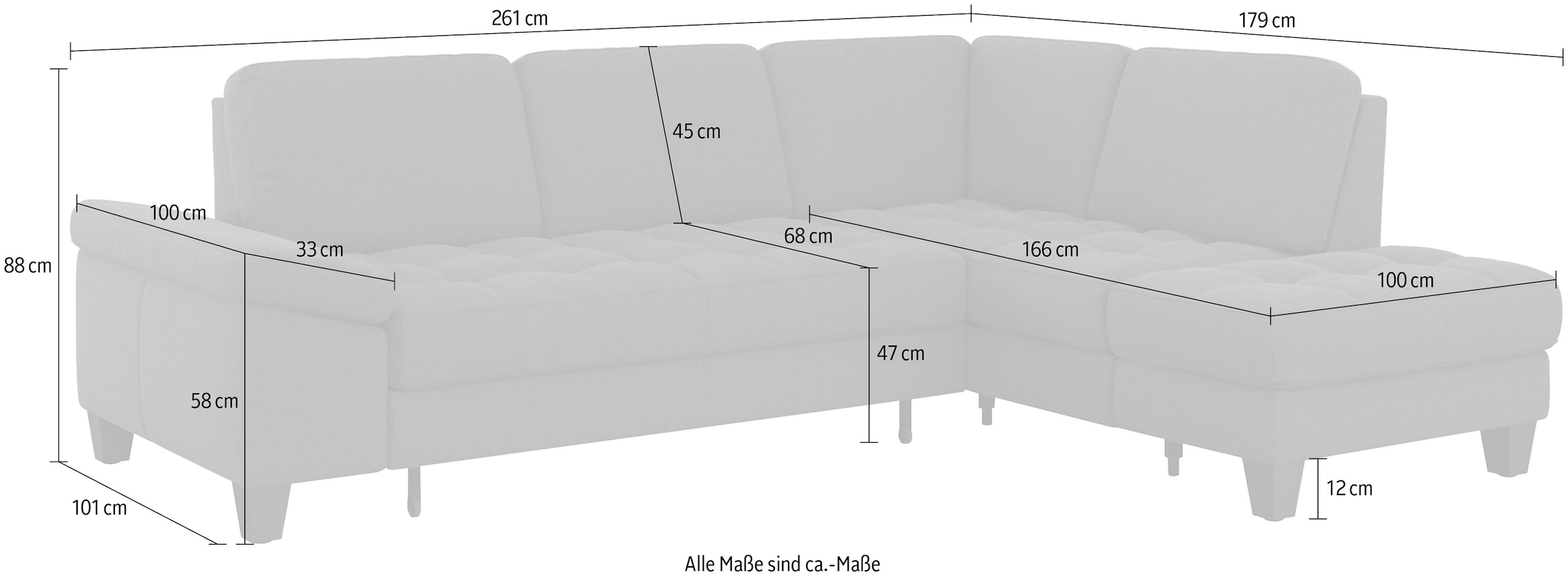 sit&more Ecksofa »Westham L-Form«, mit Ottomane, mit oder ohne Bettfunktion, Bettkasten, Verstellung