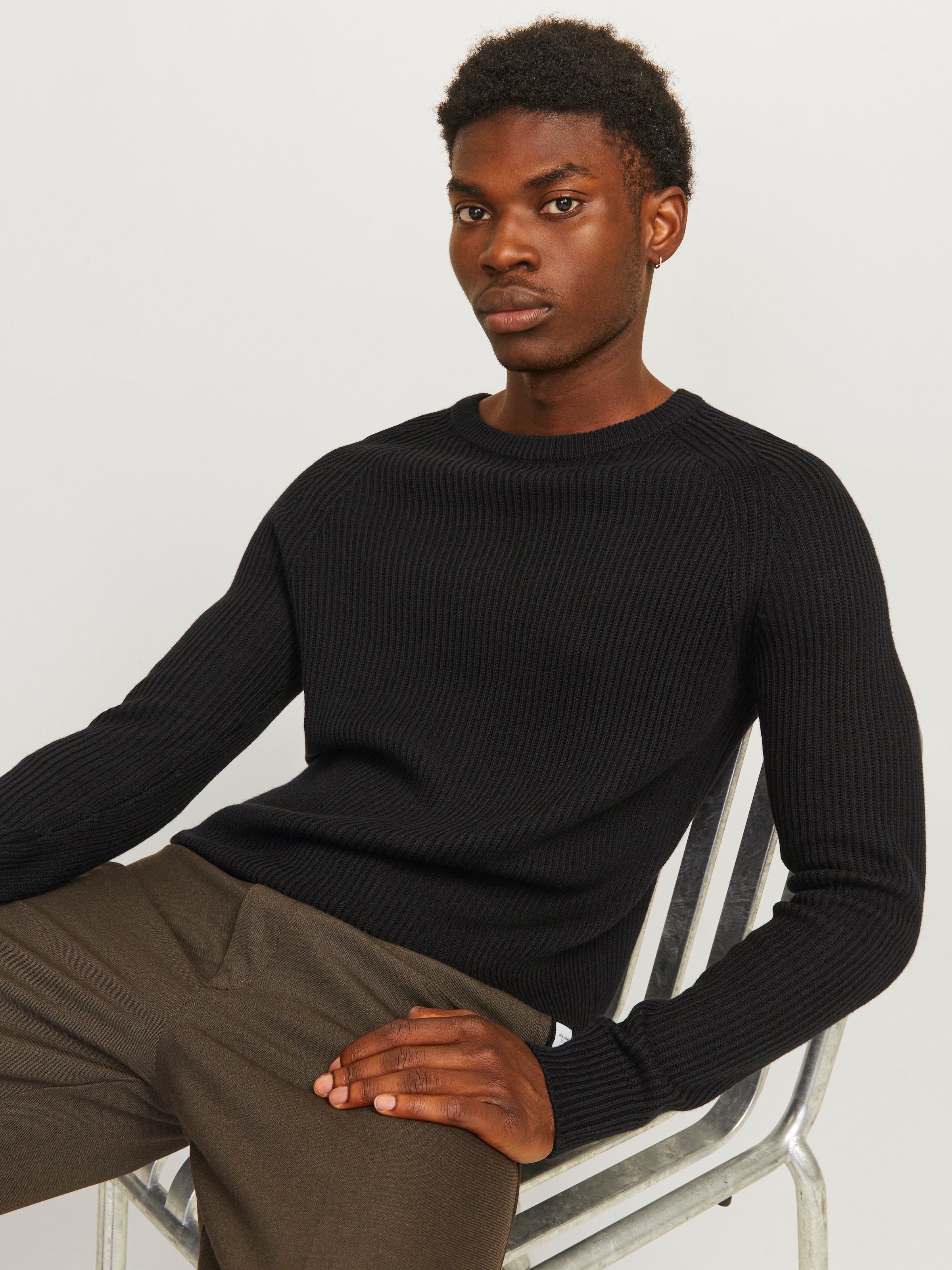 Jack & Jones Rundhalspullover »JJPANNEL KNIT CREW NECK AW24«