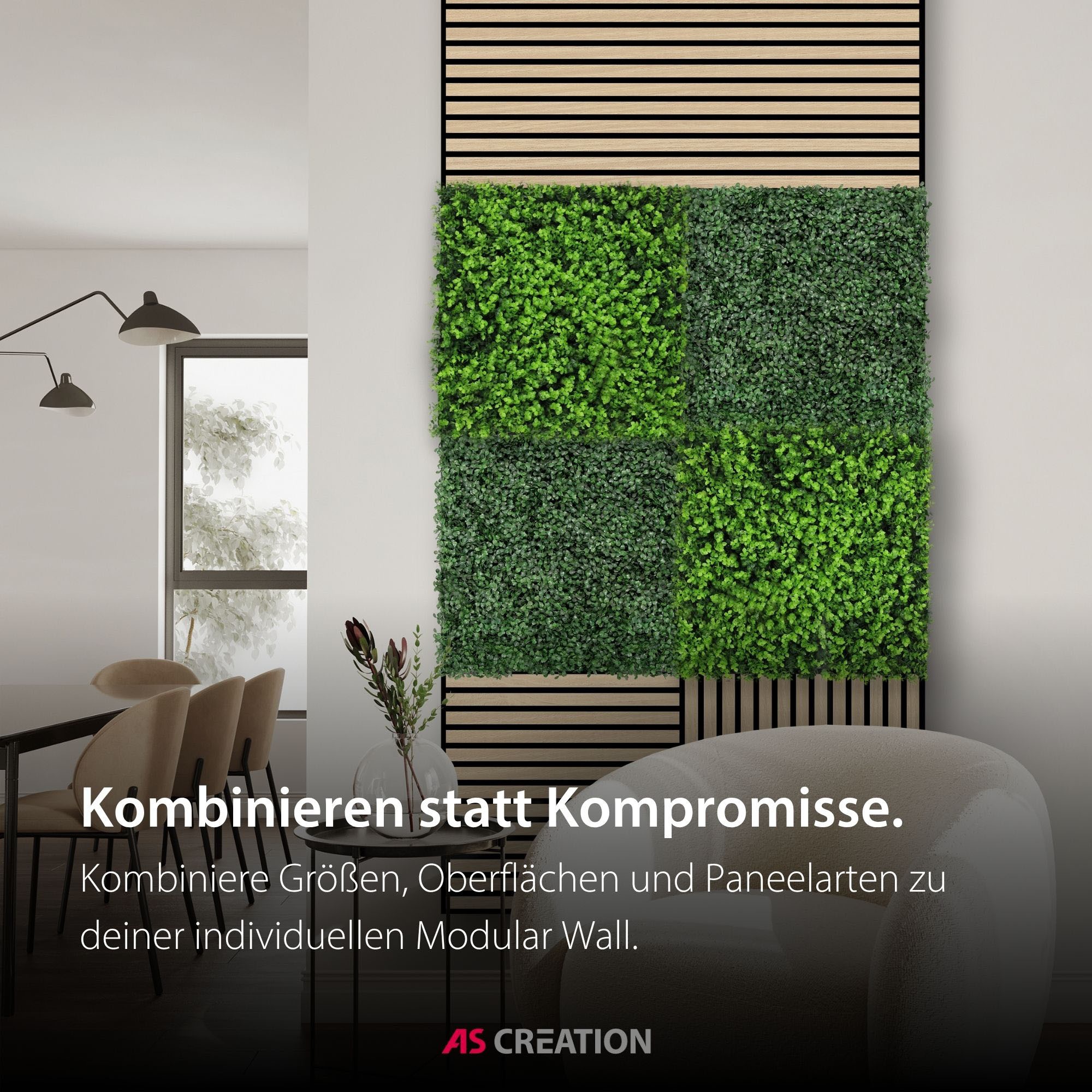 Architects Paper Wandpaneel »A.S. Création Modular Wall Wandpaneel Pflanzenoptik« 1 tlg. Kunstpflanzen auf rPET-Filz für farbstarke botanische 3D-Wände