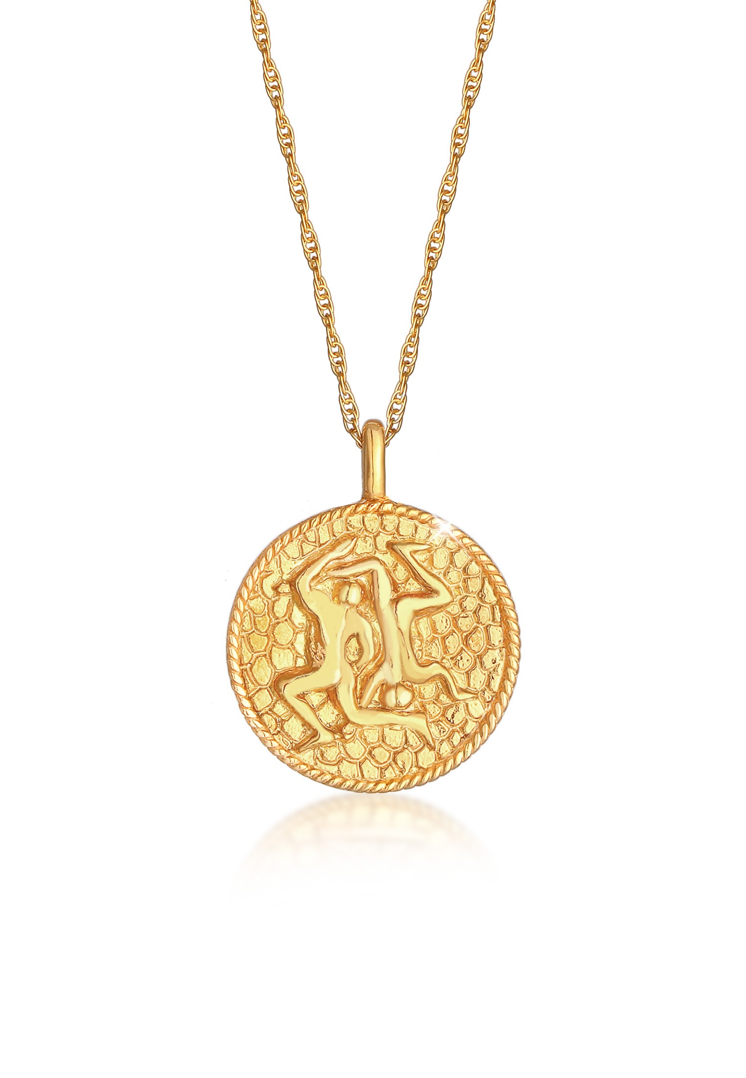 Elli Kette mit Anhänger »Halskette Sternzeichen Zwilling Astro Münze Antik 925 Silber«