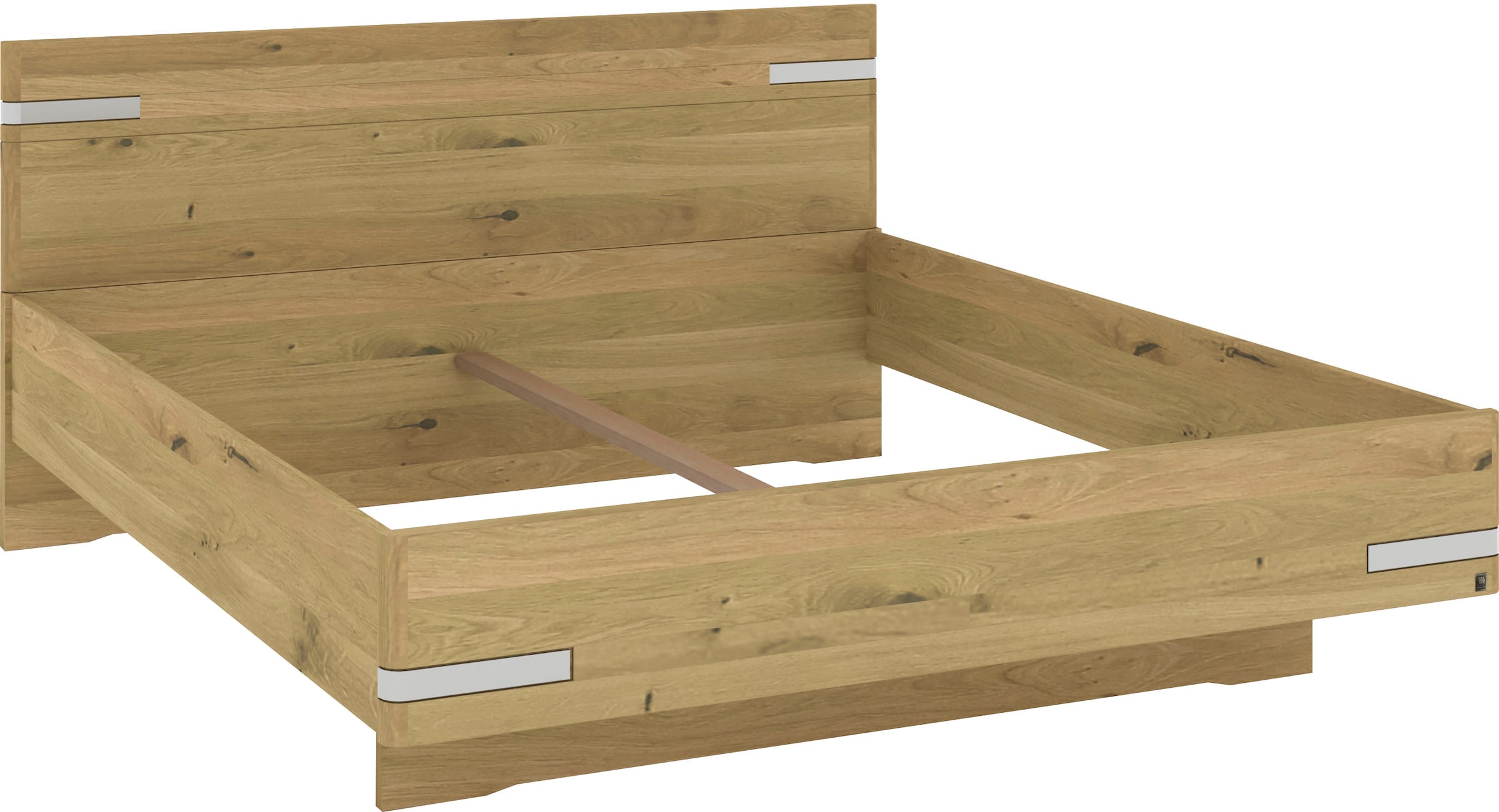 Musterring Holzbett »Savona, Bettgestell, Bettrahmen, teilmassiv Bianco-Eiche« Belastbarkeit 220 Kg, 4-fache Liegehöhenverstellung, MADE IN GERMANY,  Kopfteil in Bianco-Eiche massiv, Details in Chrom, verschiedene Größen