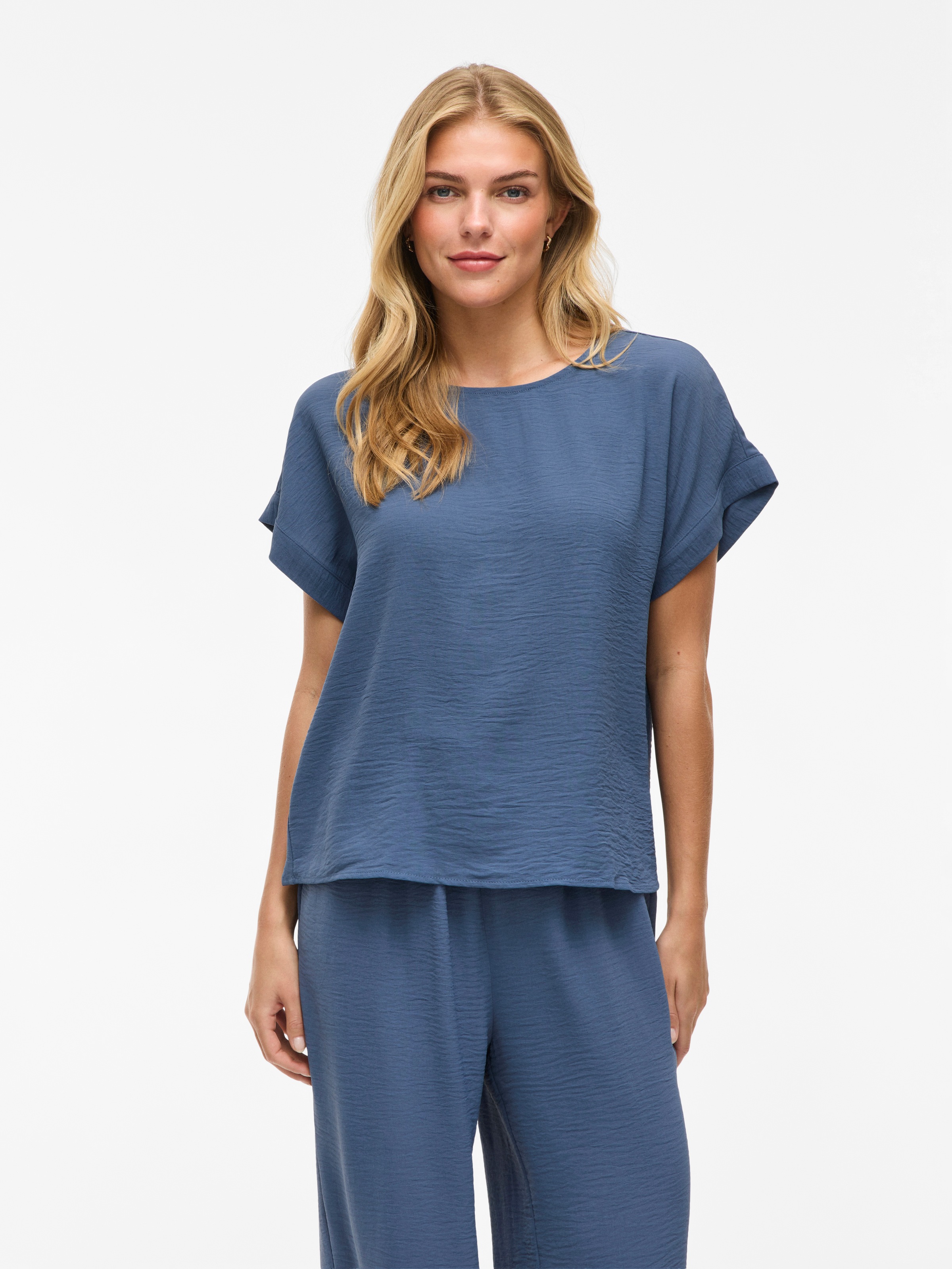 Vila Damen Kurzarmshirt »VIJOSA S/S TOP - NOOS« in blau, Größe 44