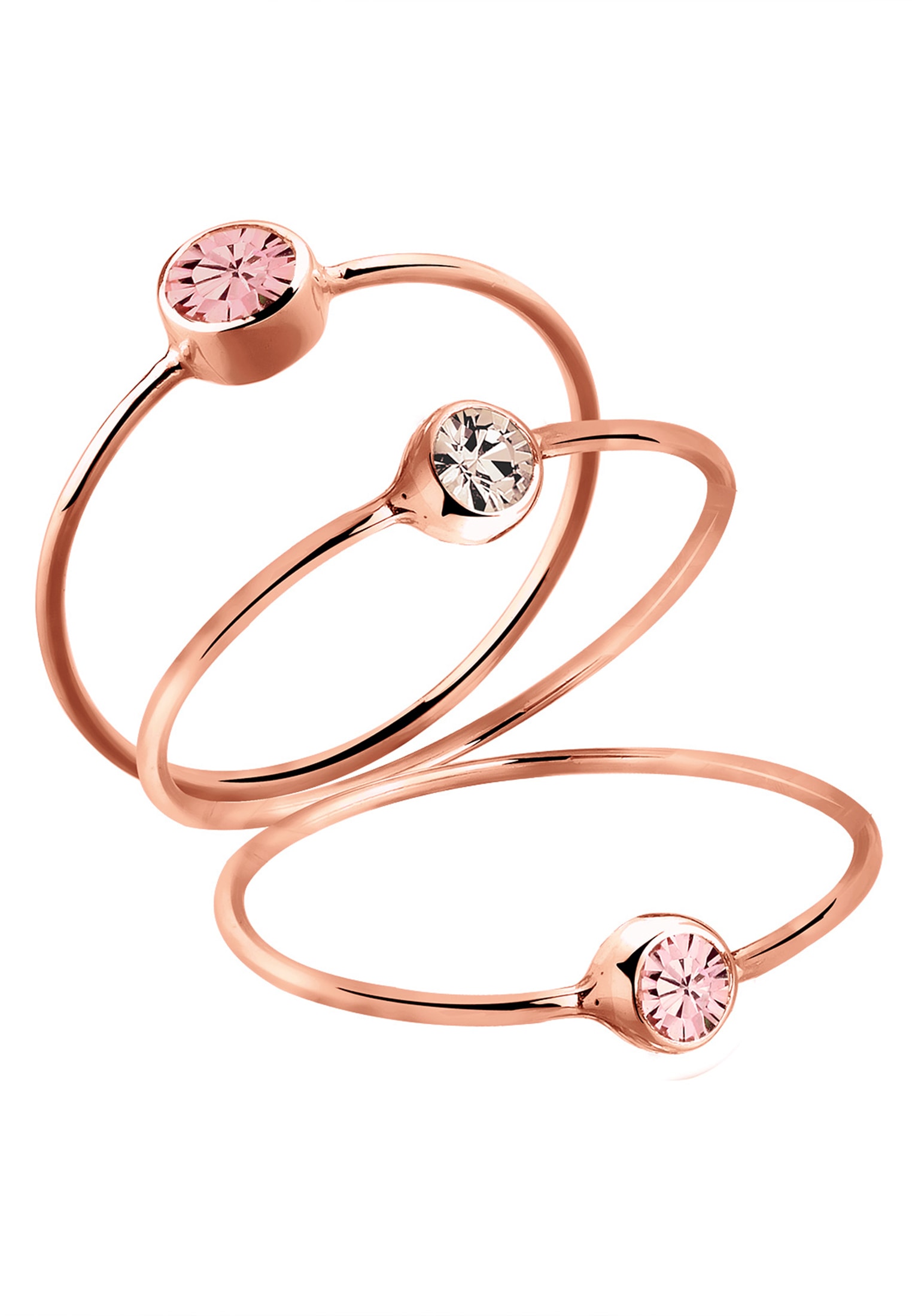 Elli Ring-Set »Ring Set Kristalle Rose 925 Sterling Silber Rosé-vergoldet«